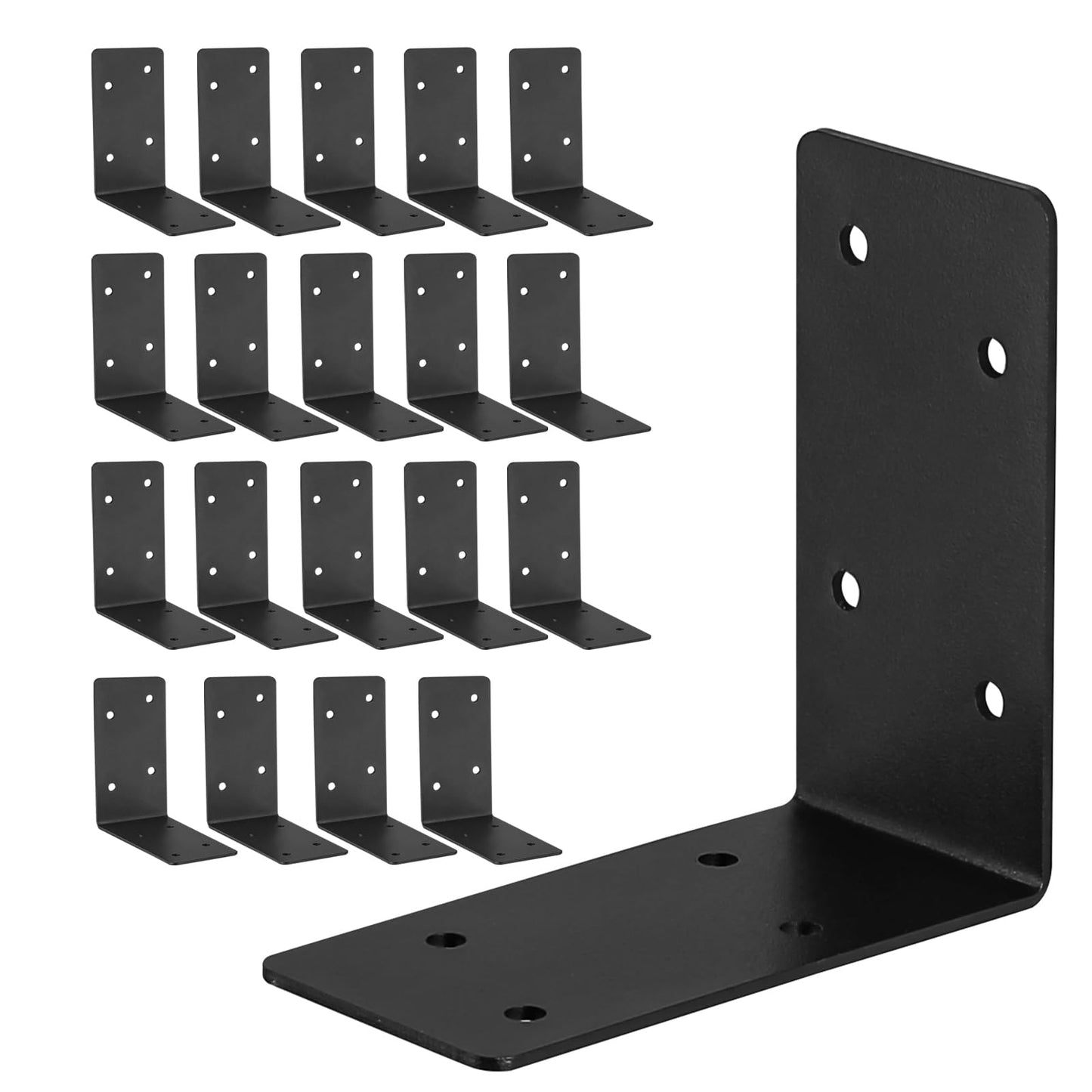 20Pcs Corner Braces,4"x4"x2" Black L Brackets for Wood,Heavy Duty 2mm Steel Joist Right Angle Brackets,Raised Garden Bed Corner Brackets,90 Degree L Shape Bracket for Furniture,Bed,Shelf Bracket…