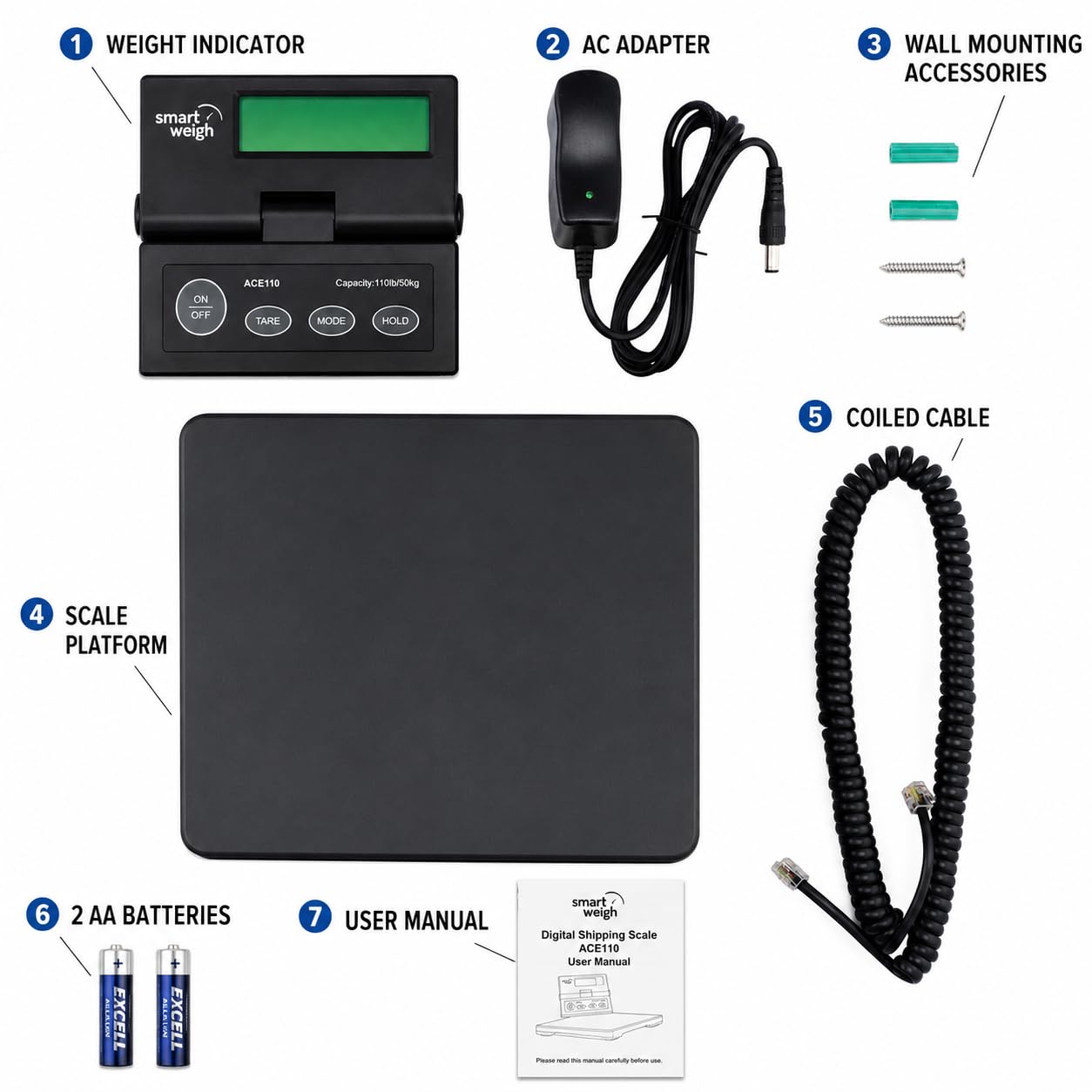 Smart Weigh Digital Shipping and Postal Weight Scale, 110 lbs x 0.1 oz, UPS USPS Post Office Scale