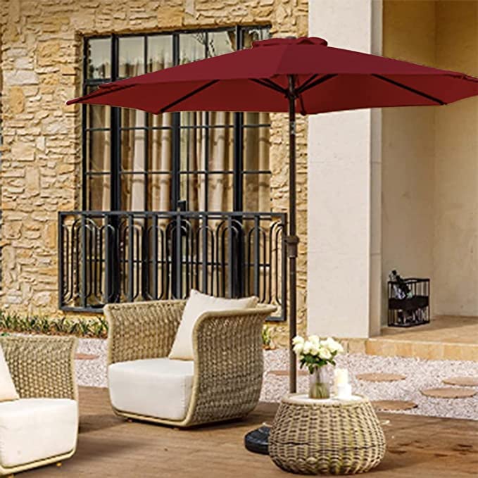 OKSTENCK 9 FT Patio Umbrella Outdoor Beach Umbrella with 8 Sturdy Ribs for Patio Garden Beach Pool Backyard, (Red)