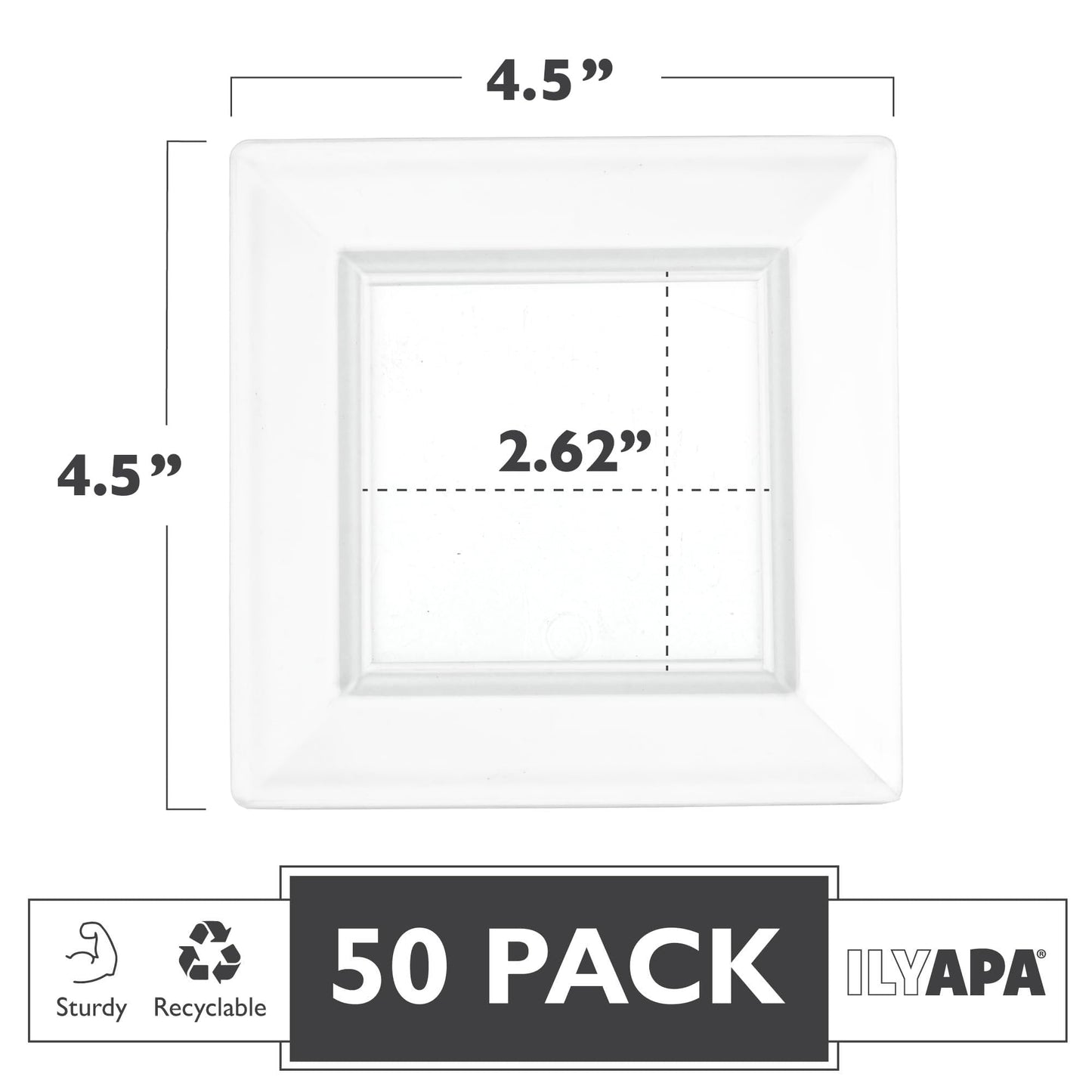 Ilyapa 50 Pack 4.5 Inch Disposable Dessert Plates, Plastic Clear Party Sets for 50 Guests, Clear Appetizer, Cake Plates 4.5", Party & Dinner Accessories, Square