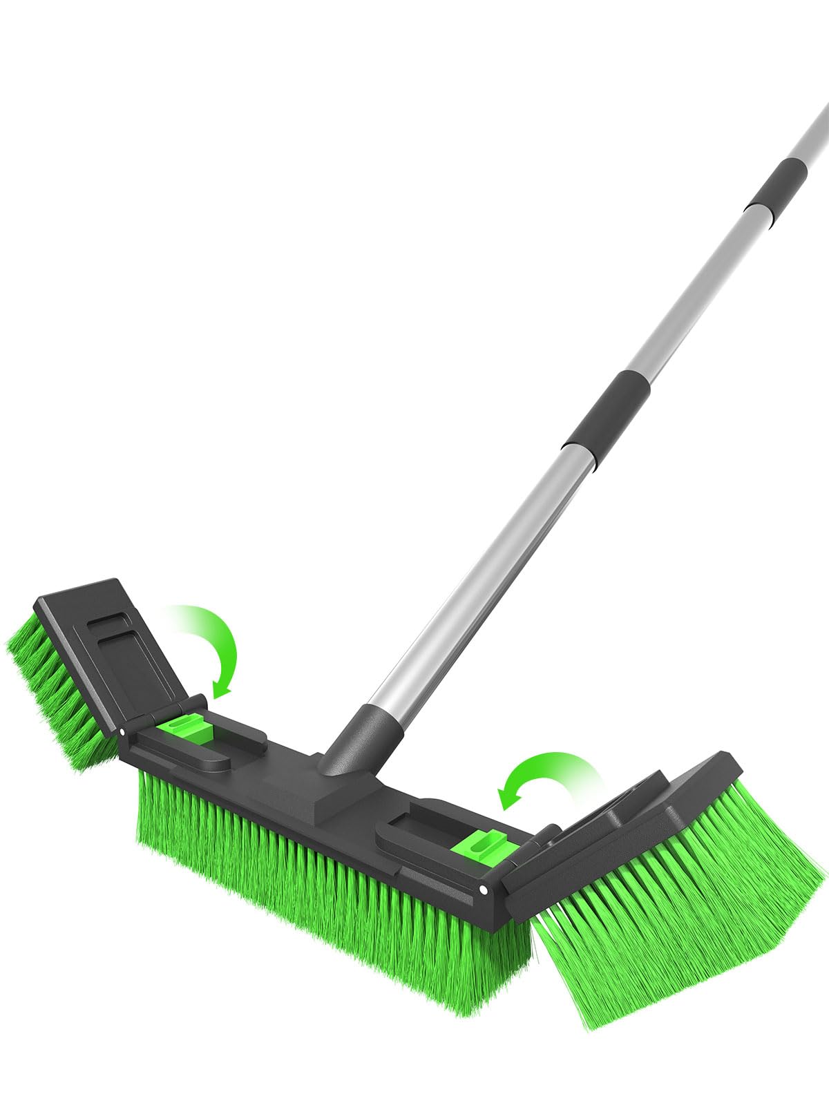 18”/45cm Large Wide Adjustable Heavy Duty Outdoor Push Broom Stiff Brush Head with 4 Section Threaded Handle 60"/152cm for Warehouse Driveway Garage Patio Sidewalk Floor Dirt Workshop Deck Cleaning