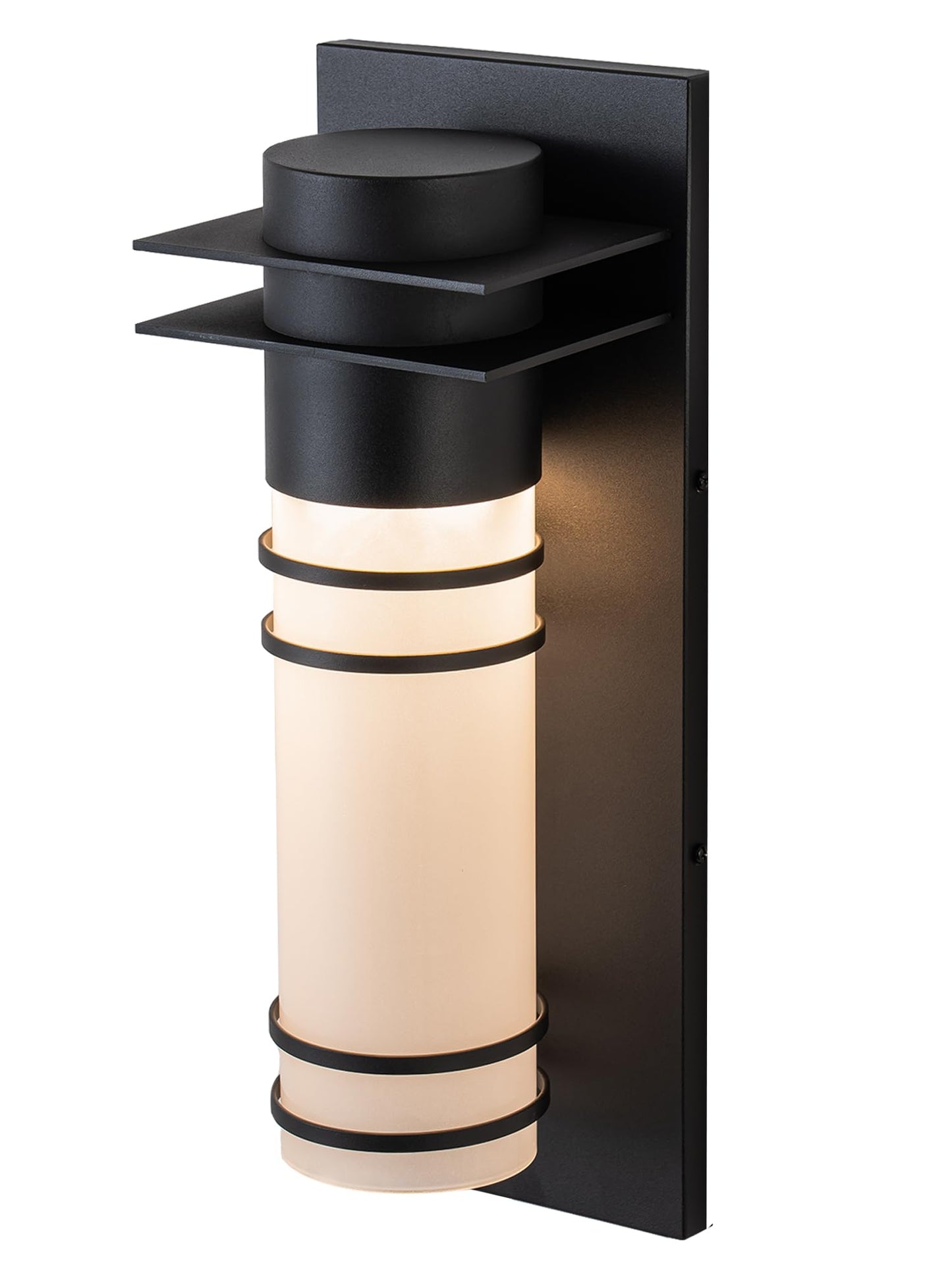 OUPAVOCS Outdoor Light Fixture Wall Mount, Commercial Residential LED Wall Sconce, Modern Exterior Wall Lights Fixture, Black LED Wall Lamps with Frosted Glass, 10W Patio Lighting for Yard, Garage