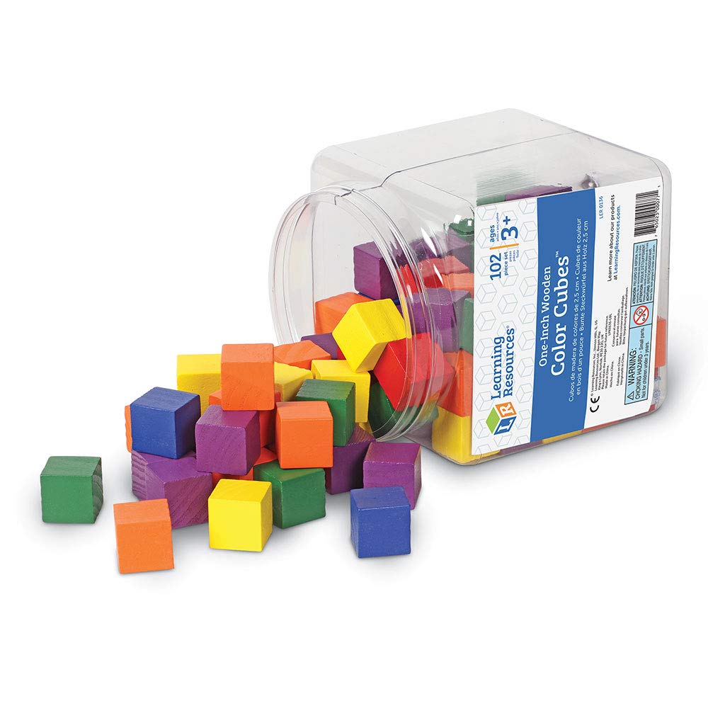 Learning Resources LER0136 One Inch Wooden Color Cubes, Counting & Sorting Skills, 102 Pieces, Ages 4+