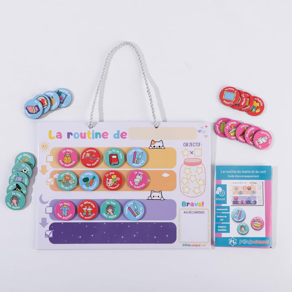 Tableau de Routine Magnétique Pour Enfant – en Français et Anglais – Renforcement Positif – Calendrier éducatif – Reward Chart for Kids - Pictogrammes - Chore Chart - Tableau récompense