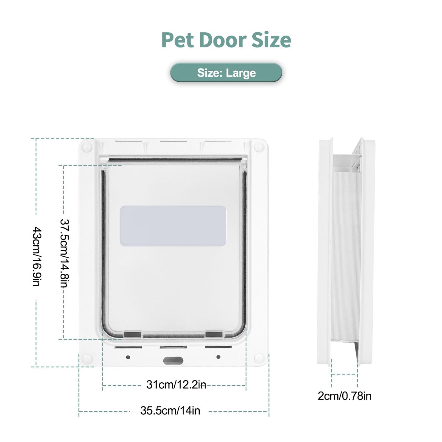 Large Doggie Door with Magnetic Locking Panel for Home Security - Durable & Weatherproof 17x14 for Medium to Large Dogs, Cats, Pets. Easy to Install