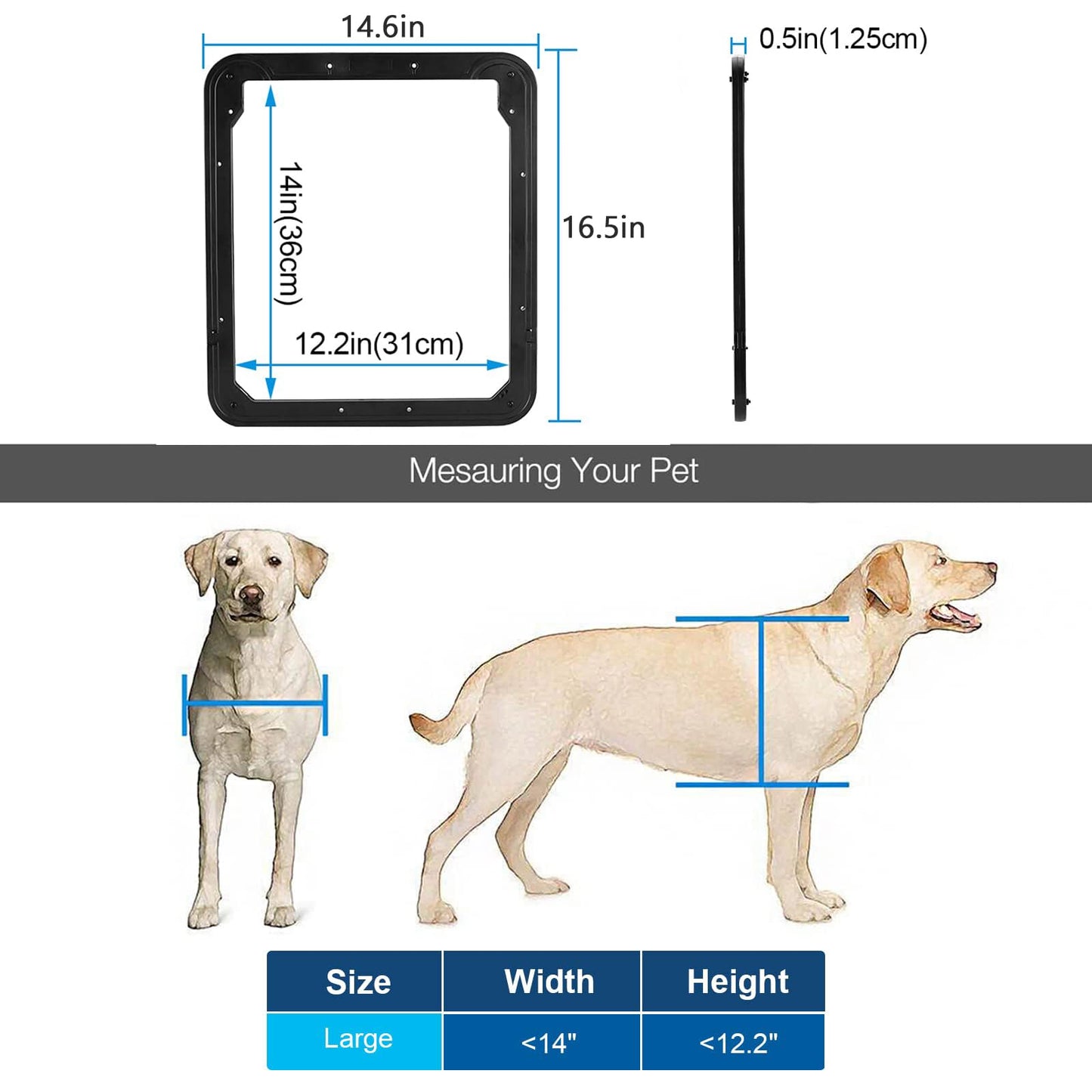 Ownpets Pet Screen Door, Magnetic Flap Screen Automatic Lockable Black Door for Small Dog and Cat Gate,Easy to Install (Large 12" x 14")