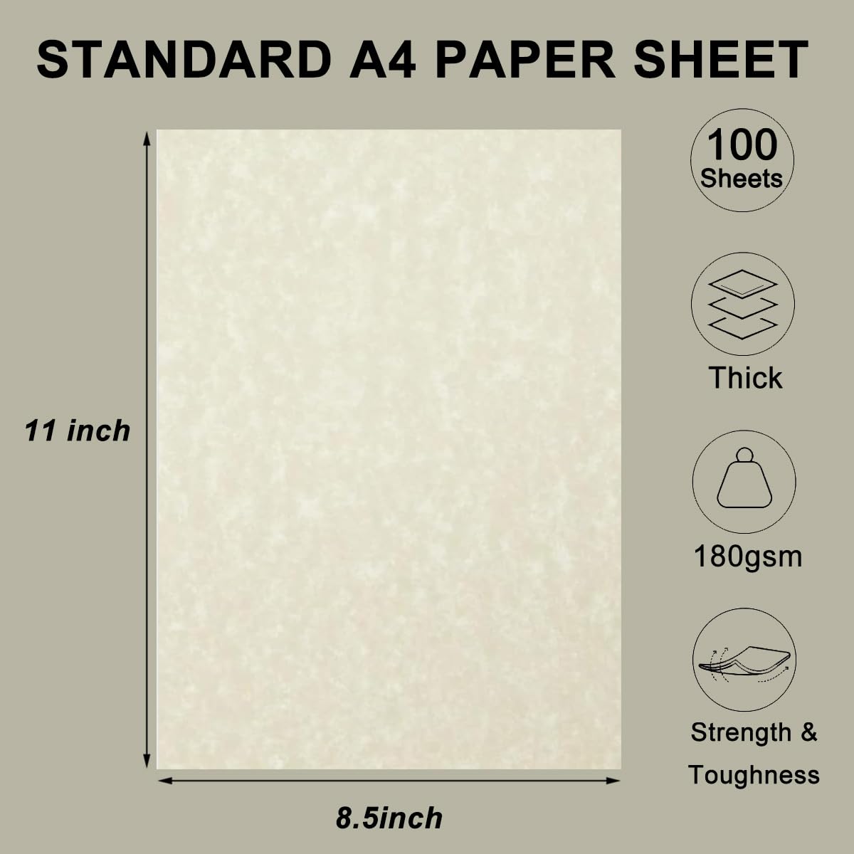 Acidea 100 Sheets Printed Parchment Paper, 180GSM Thickened Blank Certificate Printing Paper, 8.5 x 11 Inch Standard Letter, Ivory Antique Textured Parchment Papers for Writing Resume, Diploma