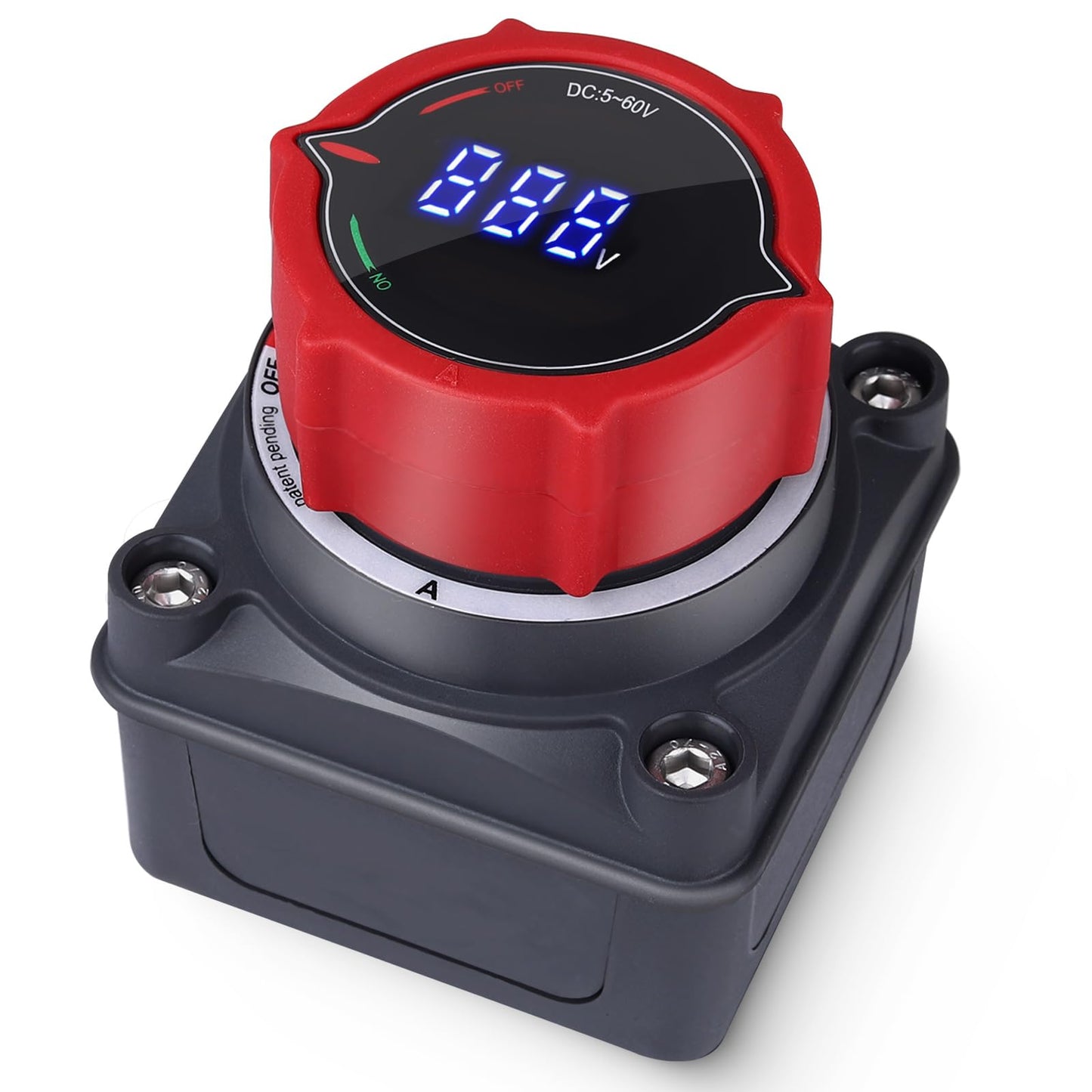 AWBLIN Upgrade Battery Disconnect Switch with Voltmeter, DC 5-60V Master Isolator Cut/Shut Off Switch for Marine Boat Car Truck Camper RV Trailer Vehicles Engine Application (On/Off)