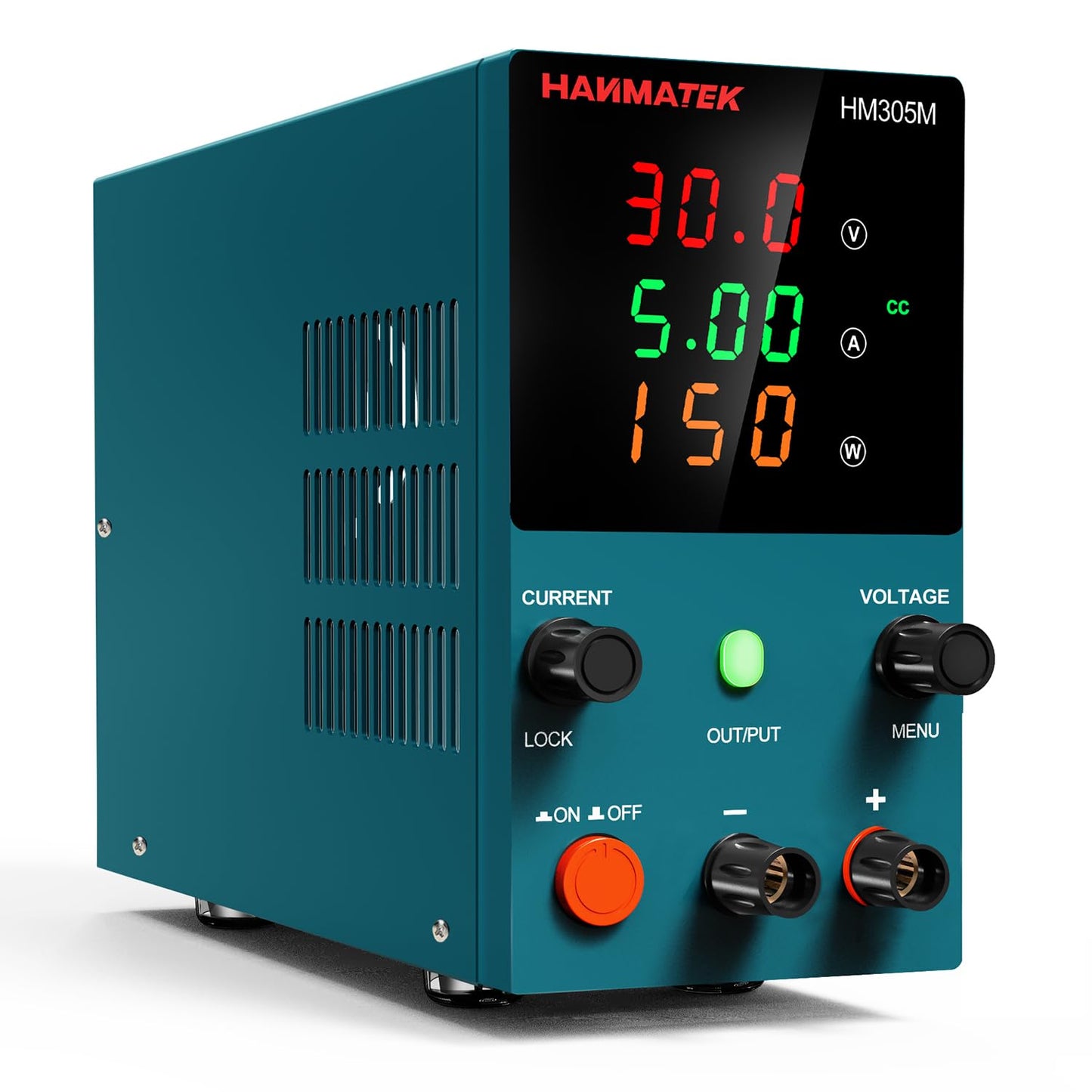 HANMATEK DC Power Supply Variable, 0-30V 0-5A Adjustable Switching DC Regulated Bench,CC CV Mode,Power Supply with High Precision 3-Digit LED Display Value HM305M