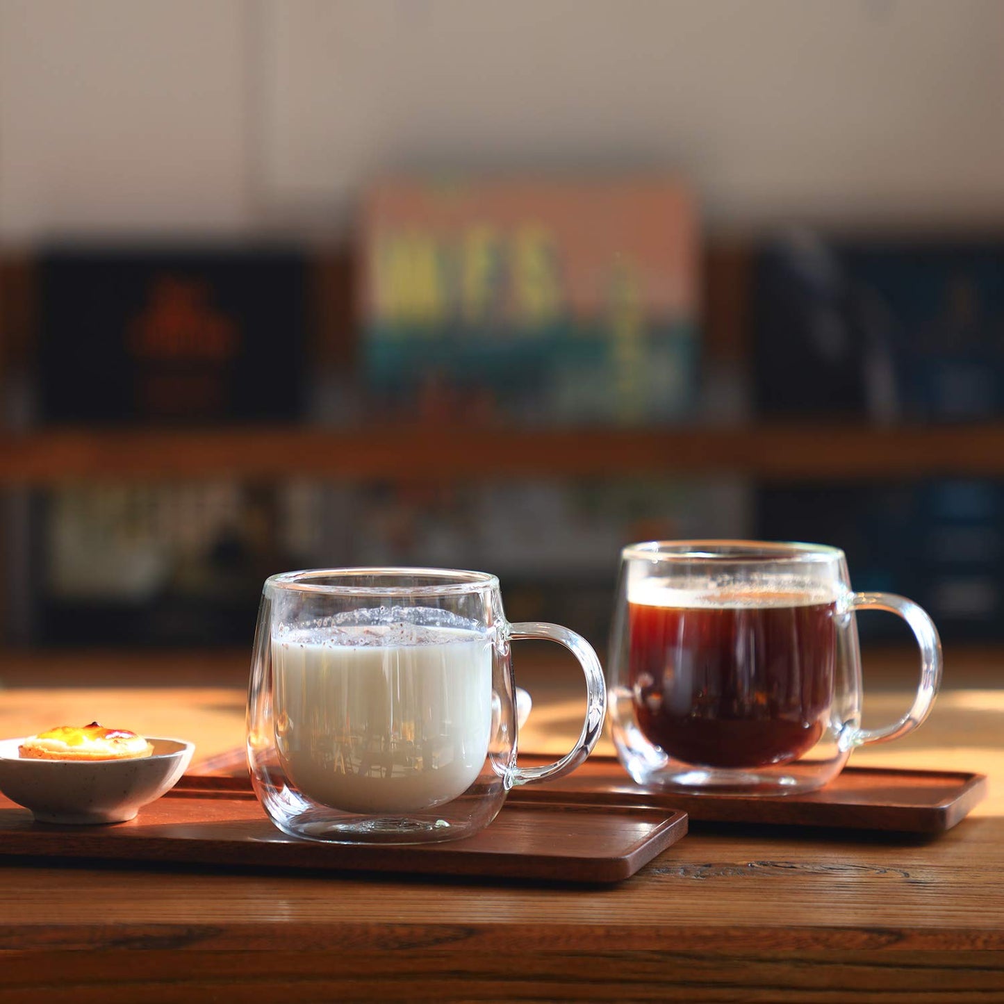 CNGLASS 16oz Double Walled Glass Coffee Mugs(4-Pack),Large Clear Coffee Cups with Handle,Glass Espresso Mugs for Latte,Cappuccino,Tea