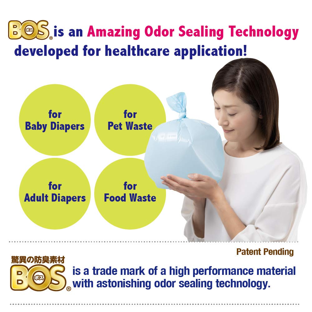BOS Amazing Odor Sealing Cat Waste Disposal Bags - Durable, Unscented[Size: L, Color: light blue] (60 Count, Pack of 2) (120 Bags) ★NOT a litter box liner