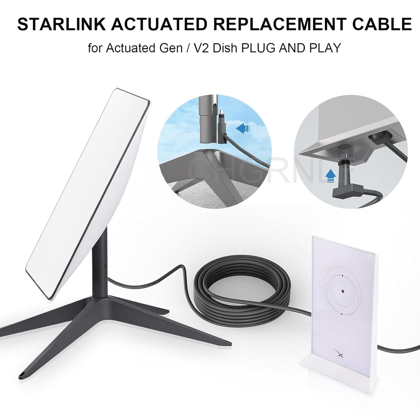 CHGRNLF Gen 2 Cable for Starlink 50FT, Eethernet Cable for Star Link V2 Standard Actuated Kit Waterproof Grey