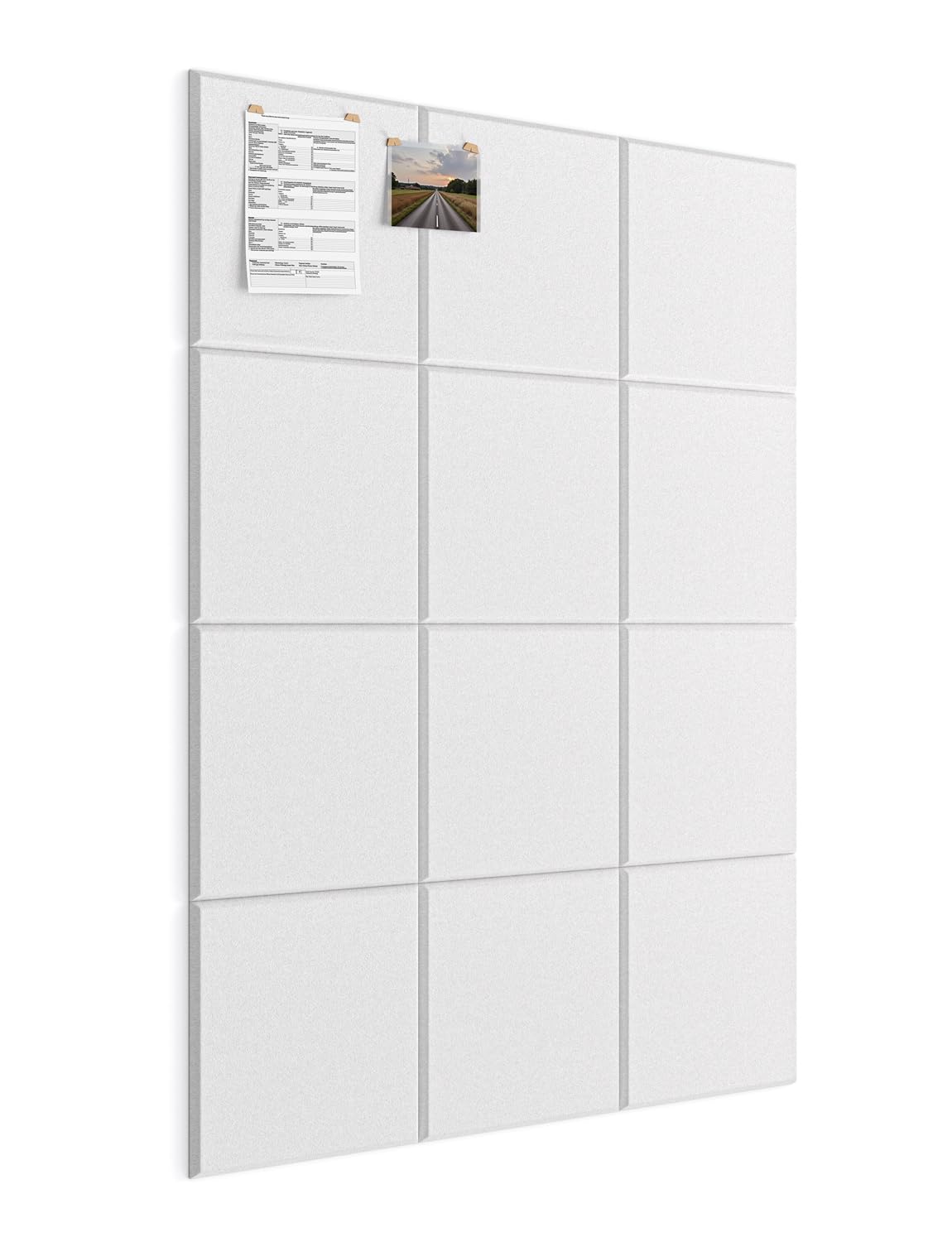 Topnaca Kids Felt Bulletin Board for Classroom School Wall Display,12 Pack White Large Corkboard Tiles Covering 36" x 48" Decorative for Office Bedroom Pin Notes Photos Organization Messages Notice