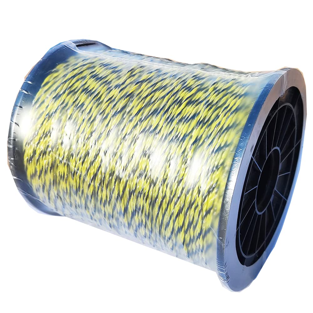 Electric Fence Wire 1650 Feet 500 Meters, 6 Stainless Steel Strands for Reliable Conductivity and Rust Resistance, Yellow and Black Color Electric Fence Polywire