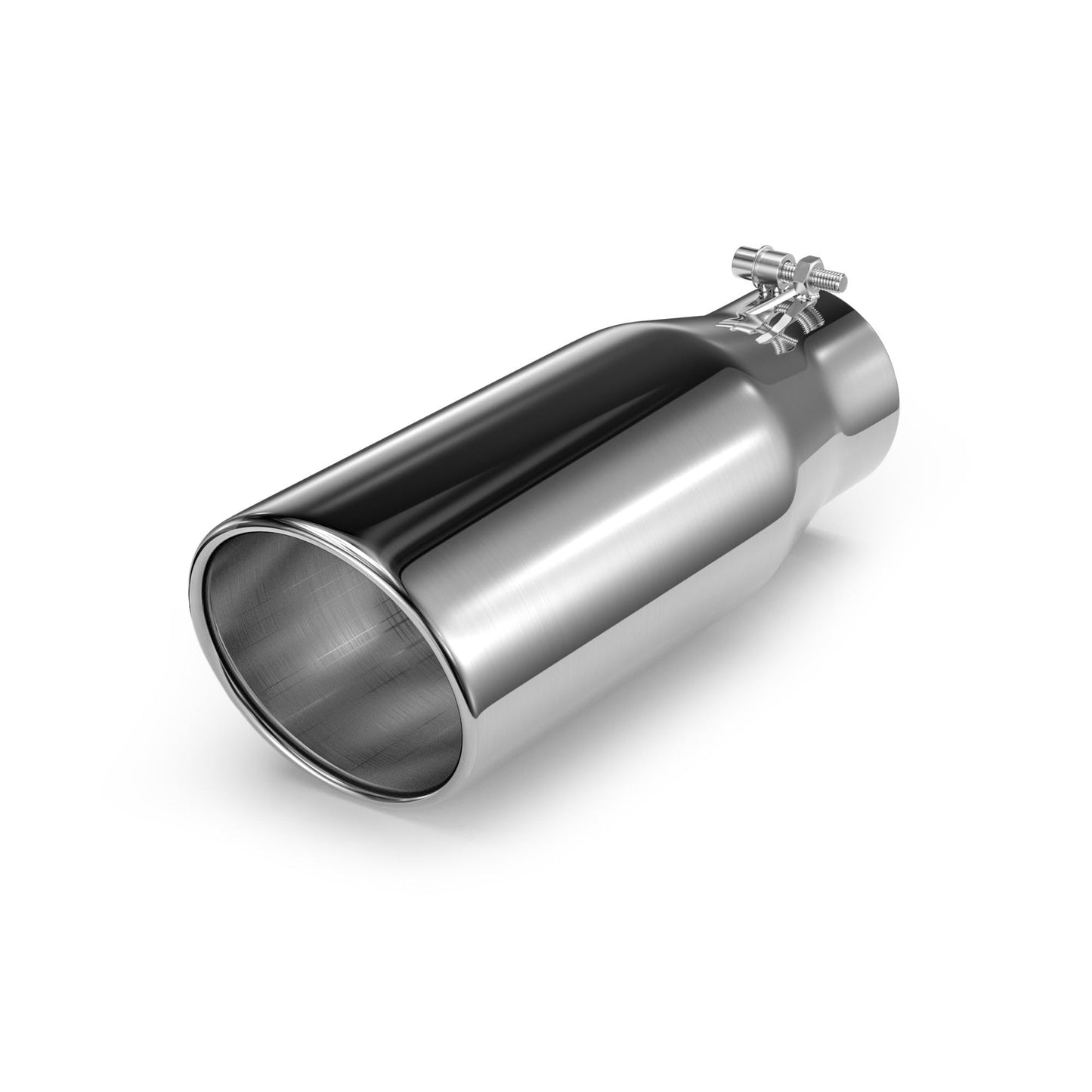 Richeer 3.5 Inch Inlet Exhaust Tip, 5" Outlet 12" Overall Length, Stainless Steel Polished Chrome Finish, Universal for Vehicles with 3.5" O.D. Exhaust Tailpipe