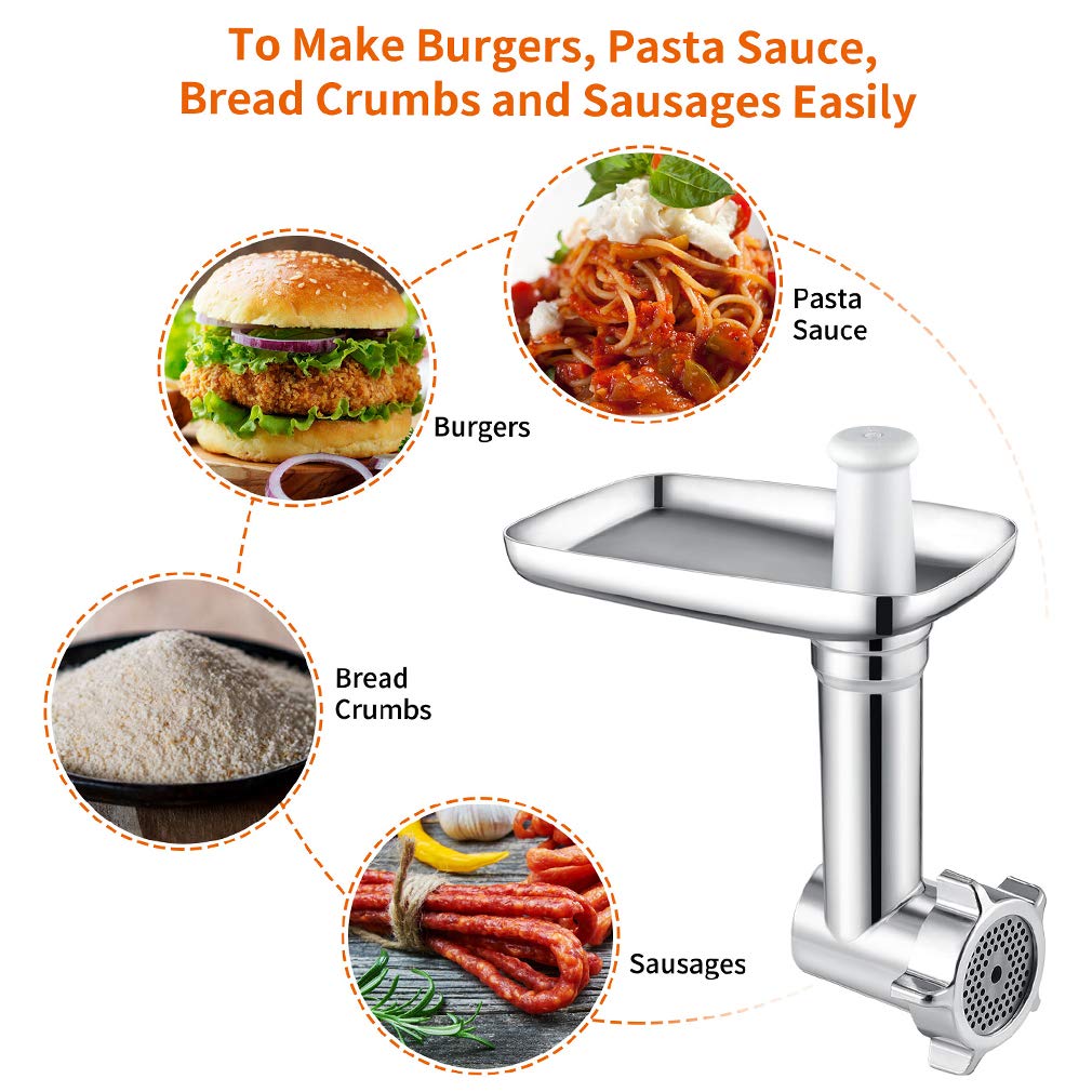 Gdrtwwh Food Grinder Attachment Compatible with All KitchenAid Stand Mixers and Cuisinart SM-50BC/SM-50R/SM-50TQ/SM-50BL/SM-50BK