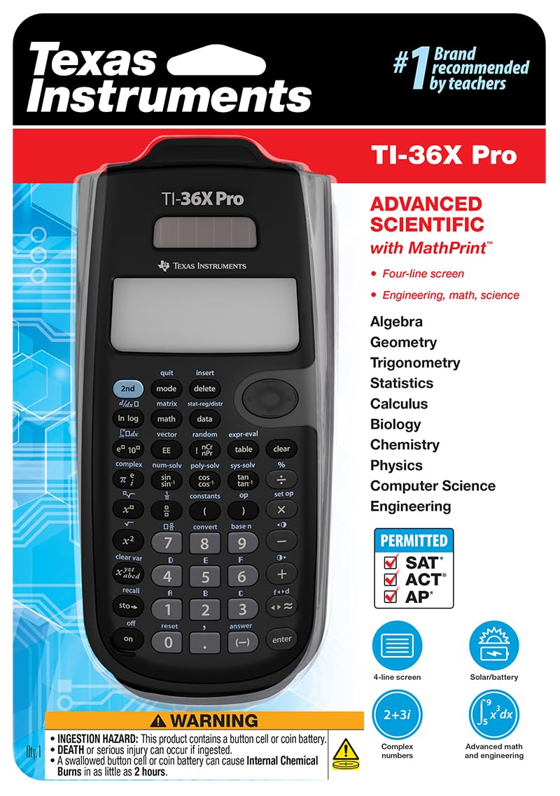 Texas Instruments TI-36X Pro Engineering/Scientific Calculator, Black, 9.7 Inch