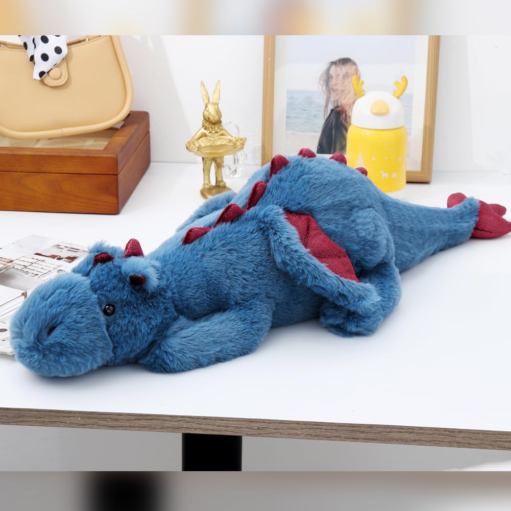 Leahaoe Weighted Stuffed Animal, 65 cm Soft Dragon Toy, 0.9 kg Therapeutic Sensory Toy for Children and Adults - Blue/Green/Pink/White (65 cm x 24 cm x 12 cm)