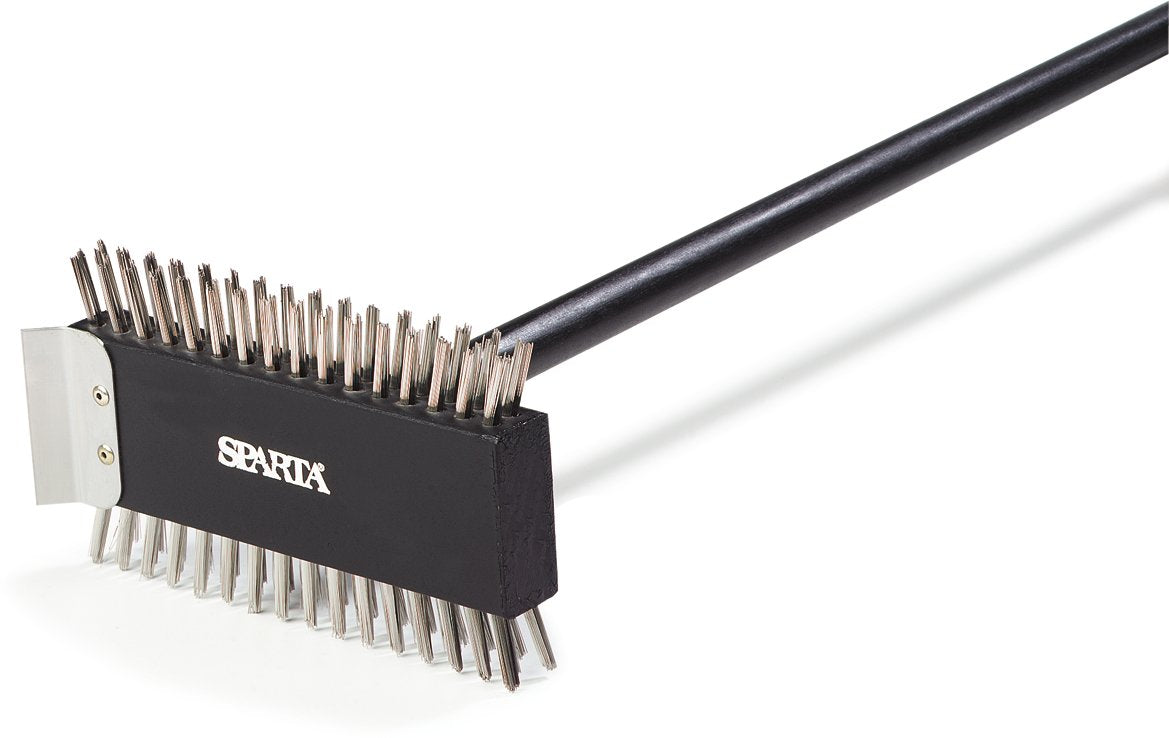 Carlisle 4029000 Broiler Master Grill Brush, Stainless Steel Bristles, 30.5" Length, Hardwood and Handle, Black