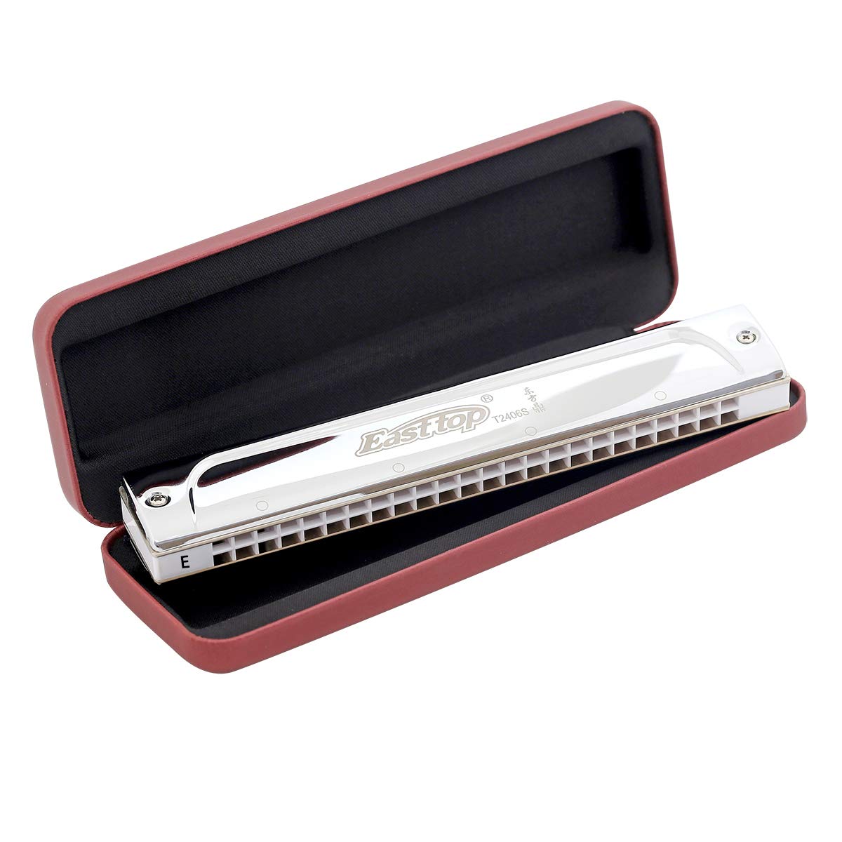 East top 24 Hole Tremolo Harmonica Key of E, Professional Harmonica E Tremolo Harmonica E 24 Hole Armonica Musical Instrument Mouth organ for Professional Player, Beginner, Students, Gift