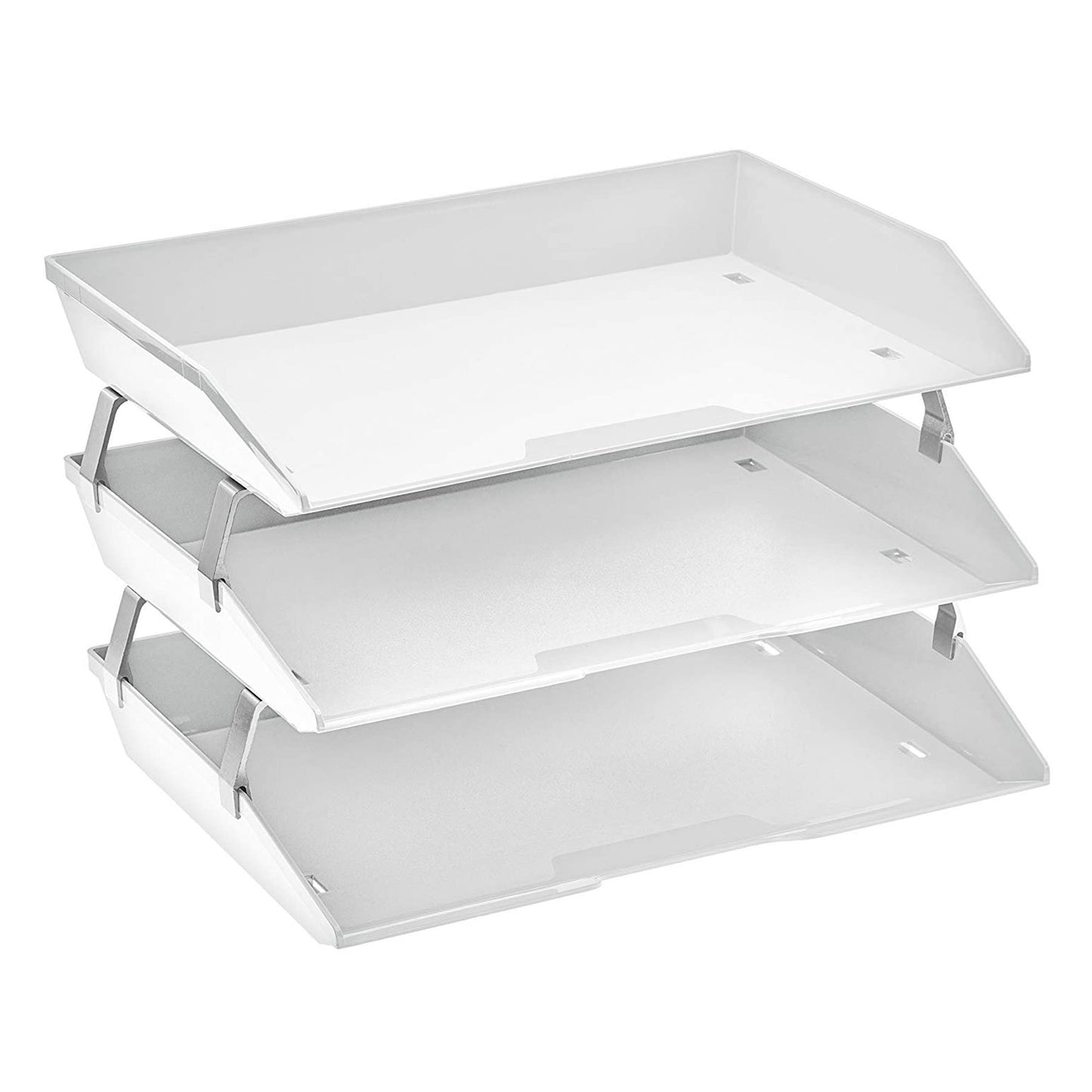 Acrimet Facility 3 Tier Letter Tray, Side Load, Letter Size/A4, Desktop File Organizer, Plastic (White Color)
