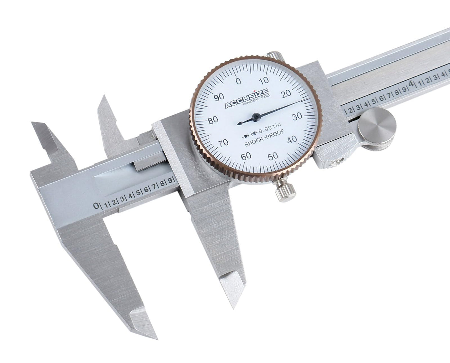 Accusize Industrial Tools 6'' x 0.001'' Precision Dial Caliper, Stainless Steel in Fitted Box, P920-S216