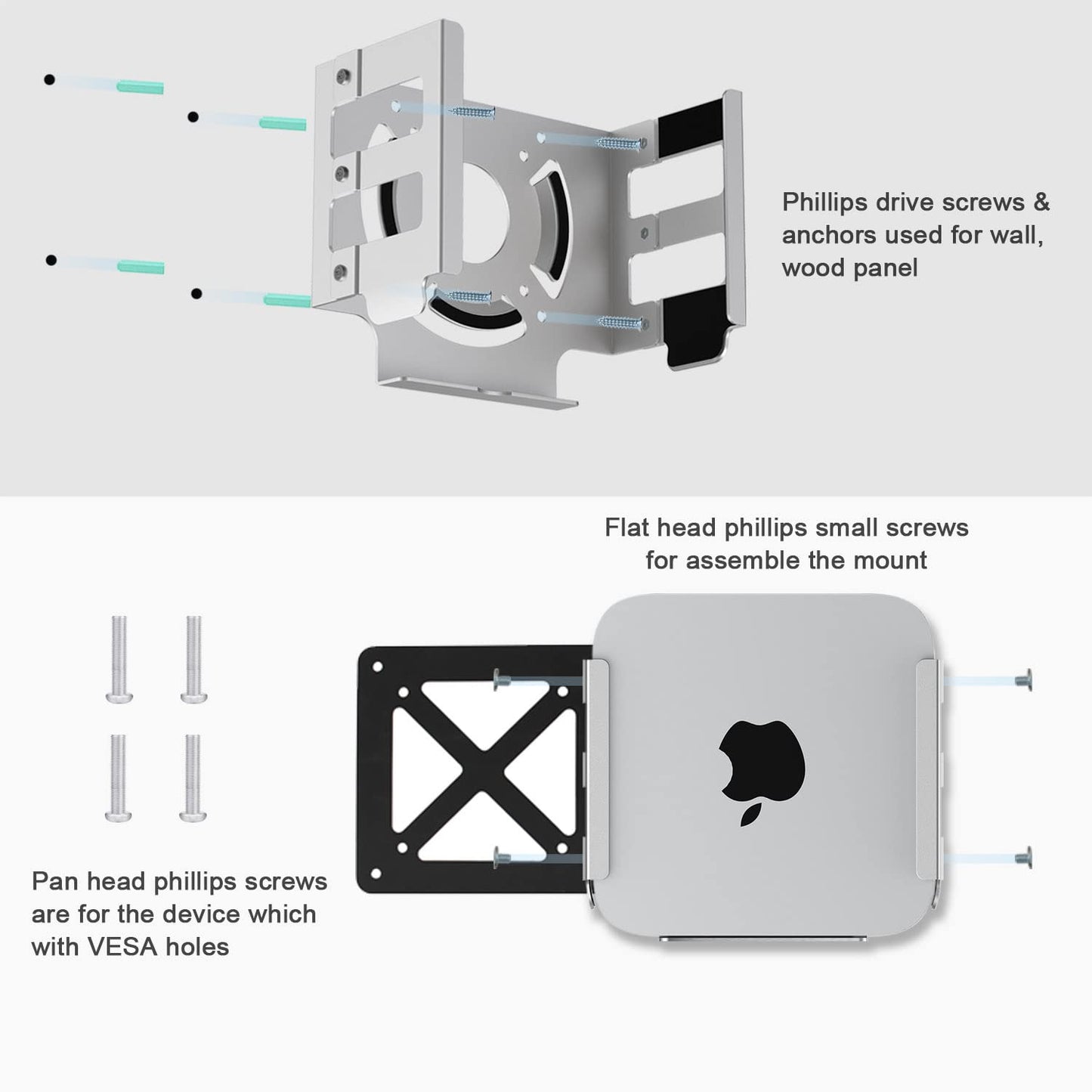 IFCASE Heat Dissipation Design Anti-Scratch Inner Aluminum Under Desk, Wall, Vesa Mount for Mac Studio M4 M3 M2 M1 Max/Ultra (Silver)