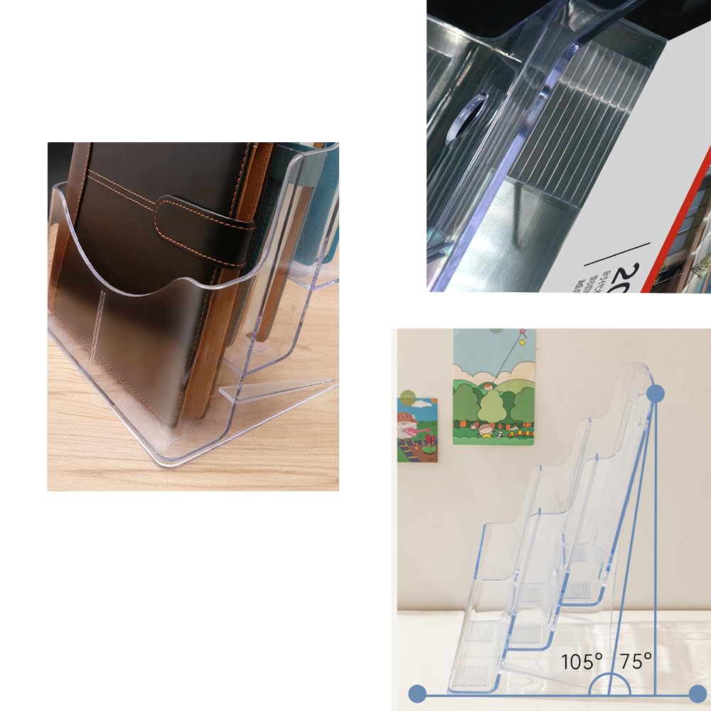 1PCS 3 Tier 8.5 X 11 Inches Clear Acrylic Holder Pamphlet Mount Flyer Display Stand Wall Mount/Countertop for Literature Organizer Documents Brochure Stand Sign Pamphlets Booklets and Menu