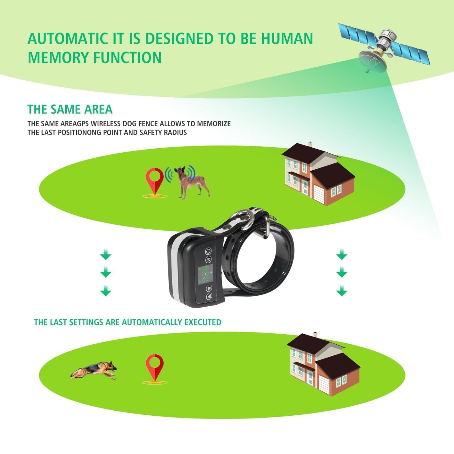 Dog Wireless Fence GPS Pet Containment System, Adjustable Control Range, Wireless Charging Electric Dog Fence, Fully Sealed Waterproof Rechargeable Dog Fence Collar