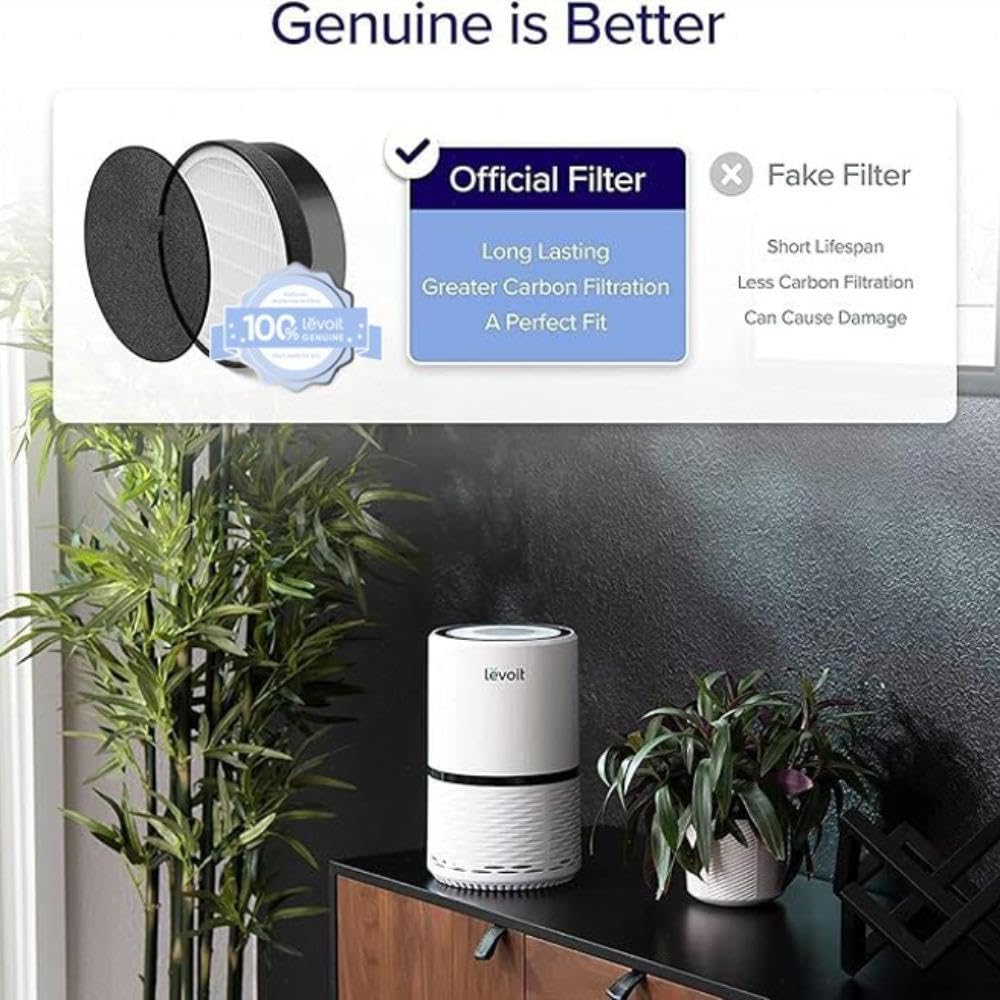 Levoit LV-H132 Air Purifier Replacement Filter, Genuine 3-in-1 Air Filter with High-Efficiency Activated Carbon, Removes Smoke, Odors, Allergens, Pollen, LV-H132-RF, 2 Pack