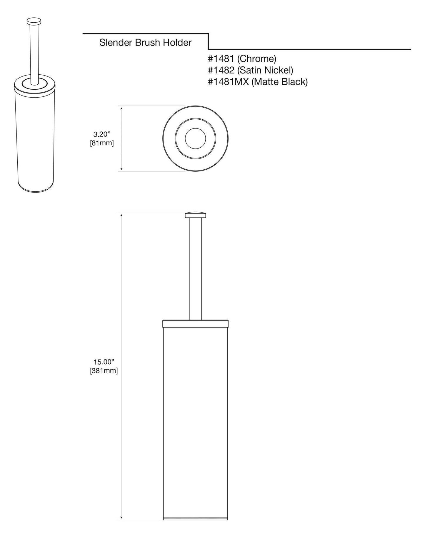 Gatco 1482 Latitude II Slender Toilet Brush Holder, Satin Nickel