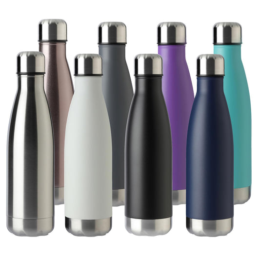 MEWAY 17oz Sport Water Bottle 8 Pack Vacuum Insulated Stainless Steel Sport Water Bottle Leak-Proof Double Wall Cola Shape Water Bottle,Keep Drinks Hot & Cold (colourful,8 Pack)