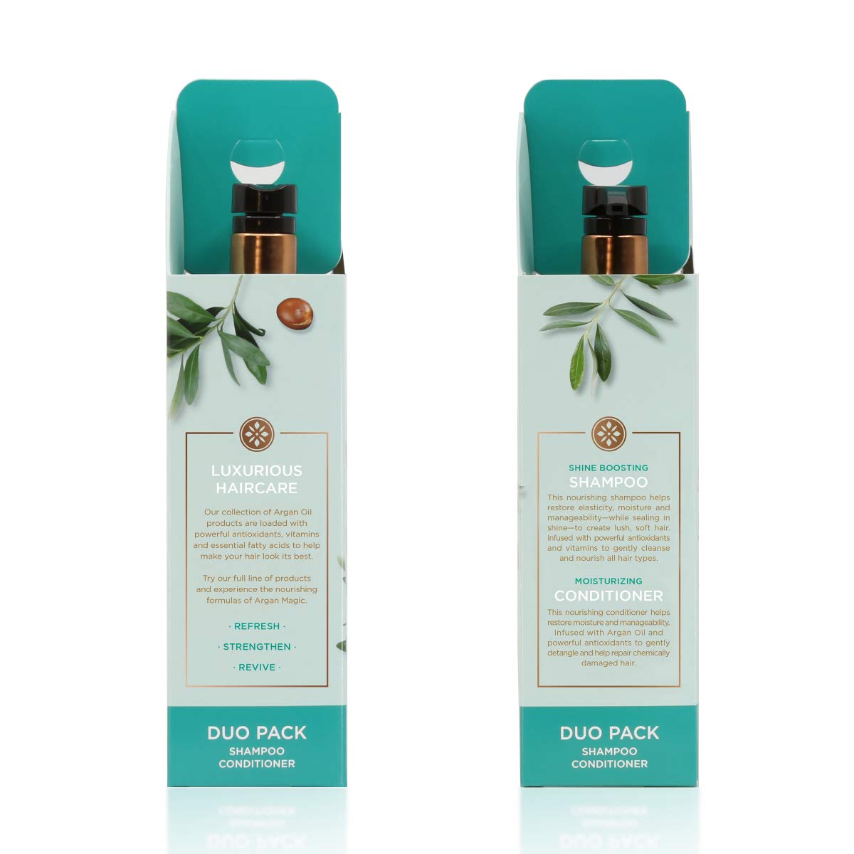 Argan Magic Shine Boosting Shampoo & Moisturizing Conditioner Duo - Gently Cleanses, Boosts Shine, Controls Frizz, Restores Moisture, Detangles | Made in USA, Paraben Free, Cruelty Free (32 oz)