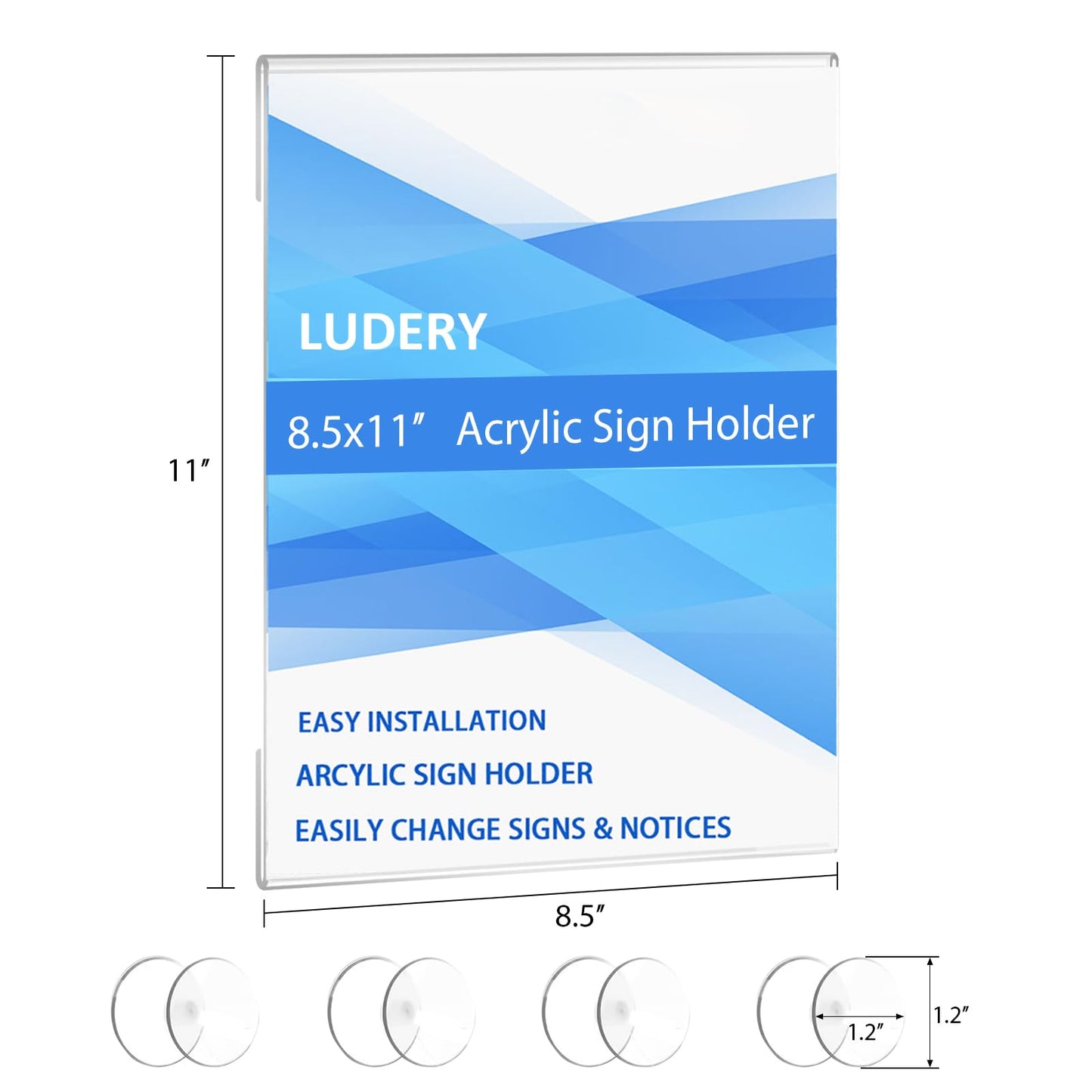 Ludery Acrylic Window Sign Holder 8.5 X 11 with 4 Suction Cups,Clear Acrylic Frames Glass Window Wall Mount,Advertising Signage Sign Holder for Mall, Office, Home, Store, Restaurant (12 Pack)