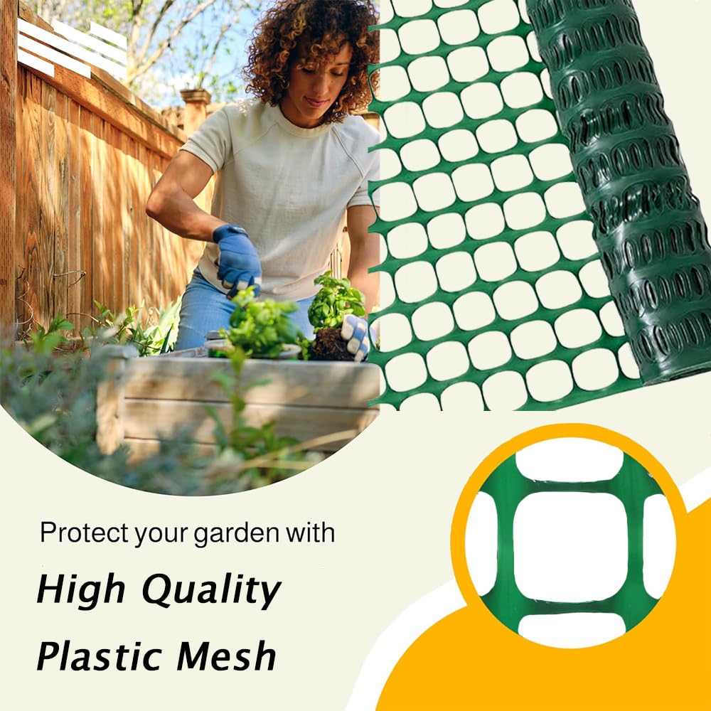 4x100 Ft Green Garden Fence Animal Barrier Reusable Netting Plastic Roll Temporary Pool Construction Fencing for Poultry Dogs Safety Snow Fences Durable Yard Pet Mesh (Green)