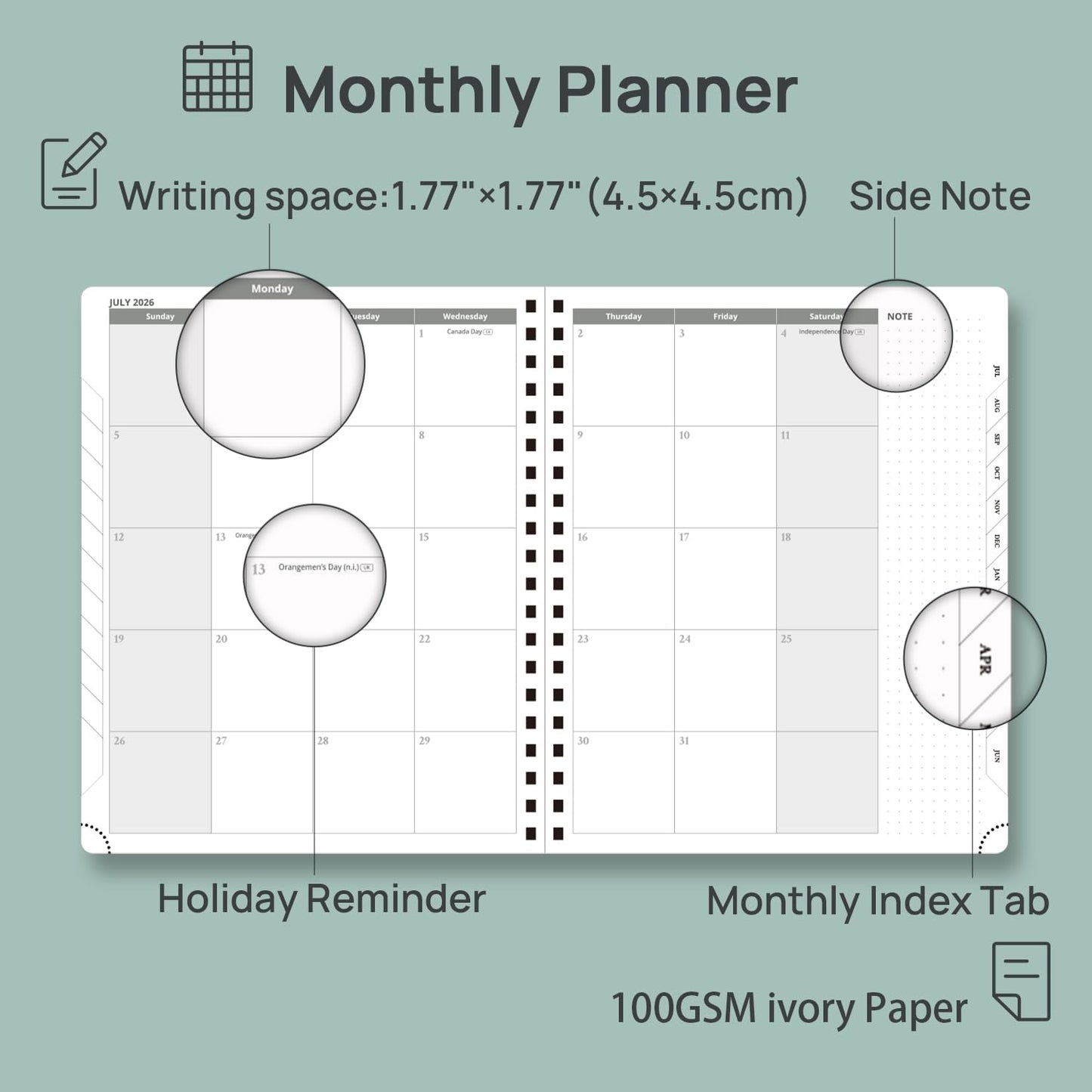 POPRUN 2026-2027 Academic Weekly Planner, Large 8.5" x 10.5" Horizontal Layout Calendar Agenda from July 2026 to June 2027, Softcover Appionment Book with Monthly Tabs, Spiral Bound, Inner-Pocket - Soft Pink