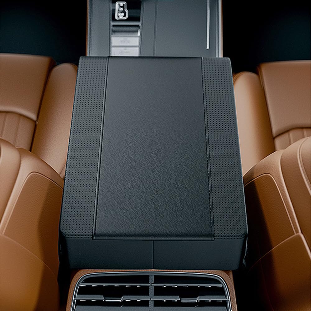Shkalacar Car Armrest Box Pad, Car Center Console Leather and Memory Foam Heighten Cover, Car Accessories Interior Universal Arm Rest Cushion Pads for Most Automotive SUV Truck
