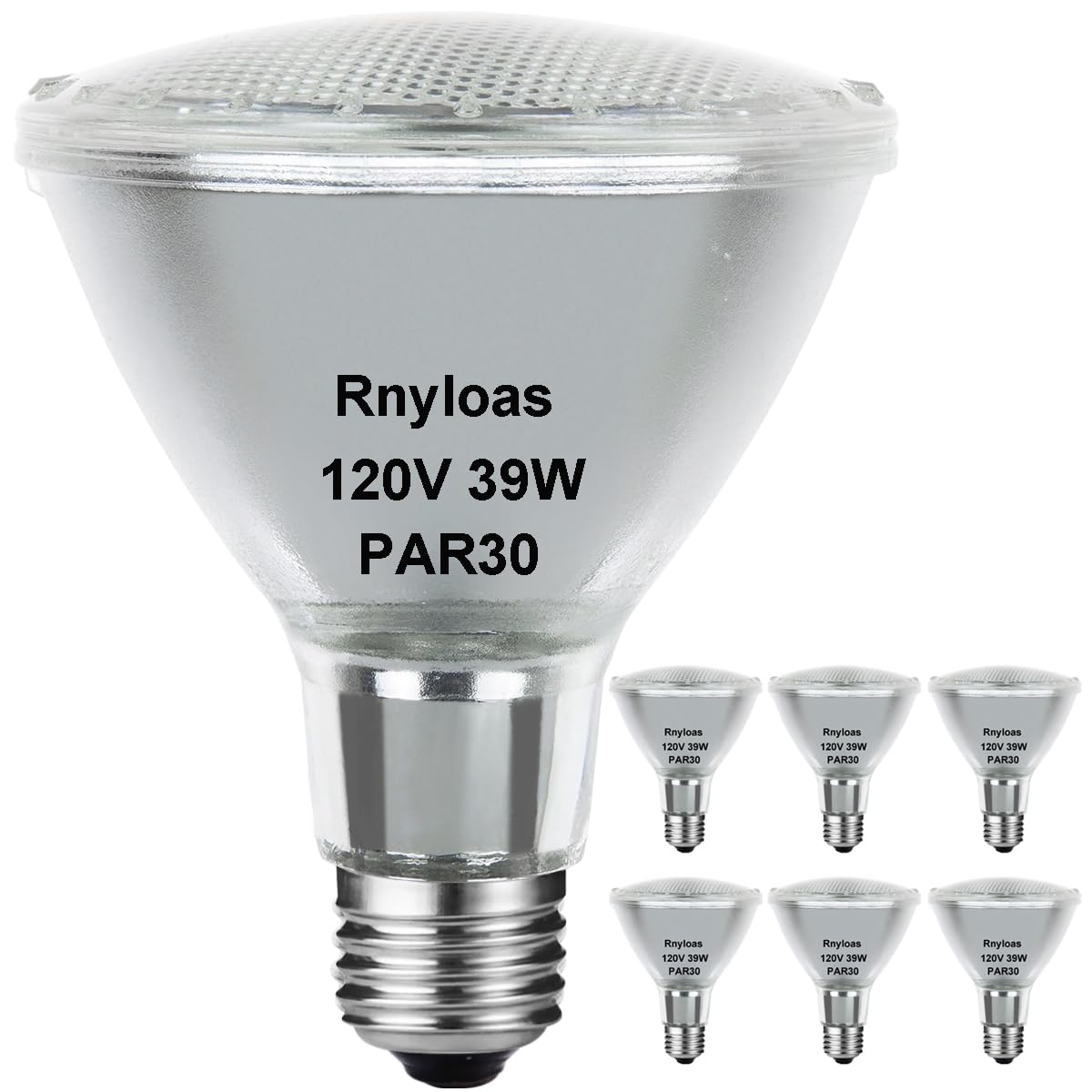 Rnyloas PAR30 Long Neck Halogen 50W 120v, 6 Pack High Output 700LM PAR30 Flood Light, PAR30 Dimmable, Long Lasting PAR 30 E26 Warm White 2800K PAR 30 Light Bulb Halogen for Home Lighting