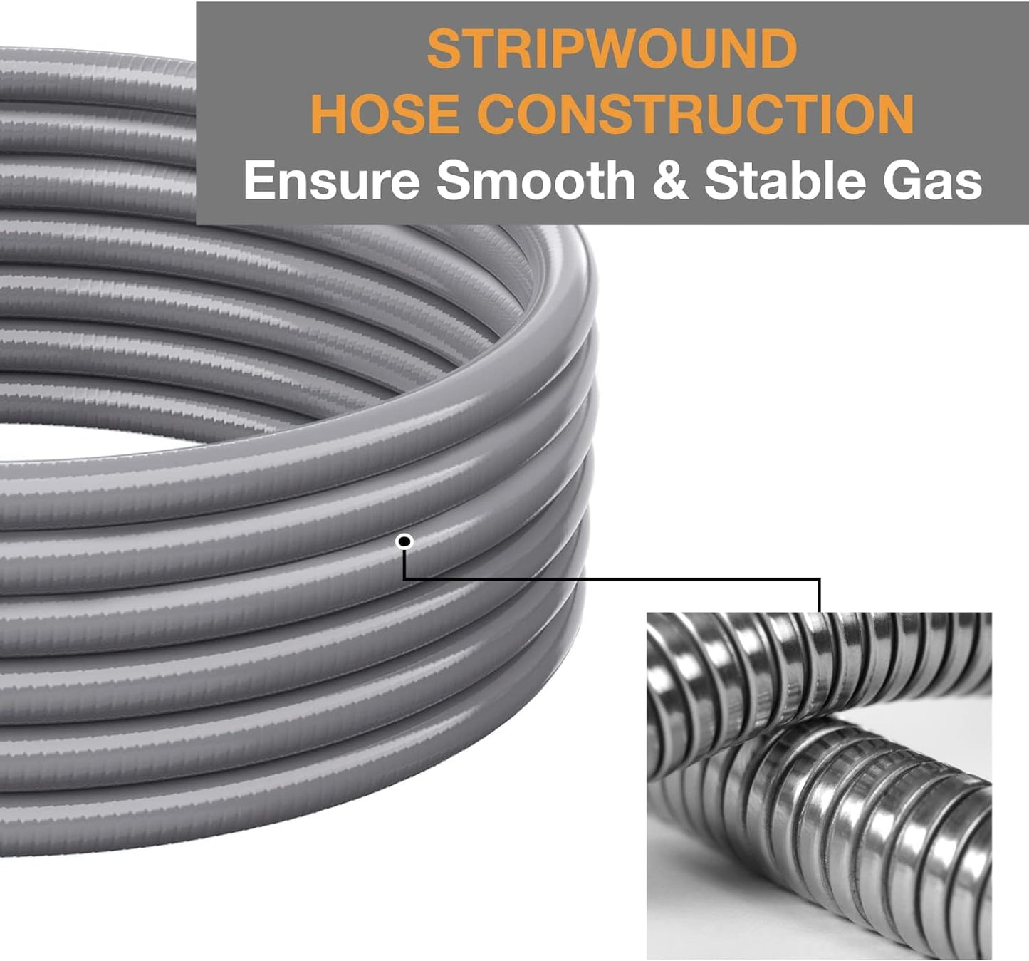 12 Feet 3/8 inch ID Natural Gas Grill Hose with Quick Connect Propane Gas Hose Assembly for Low Pressure Appliance -3/8 Female Pipe Thread x 3/8 Male Flare Quick Disconnect - CSA Certified
