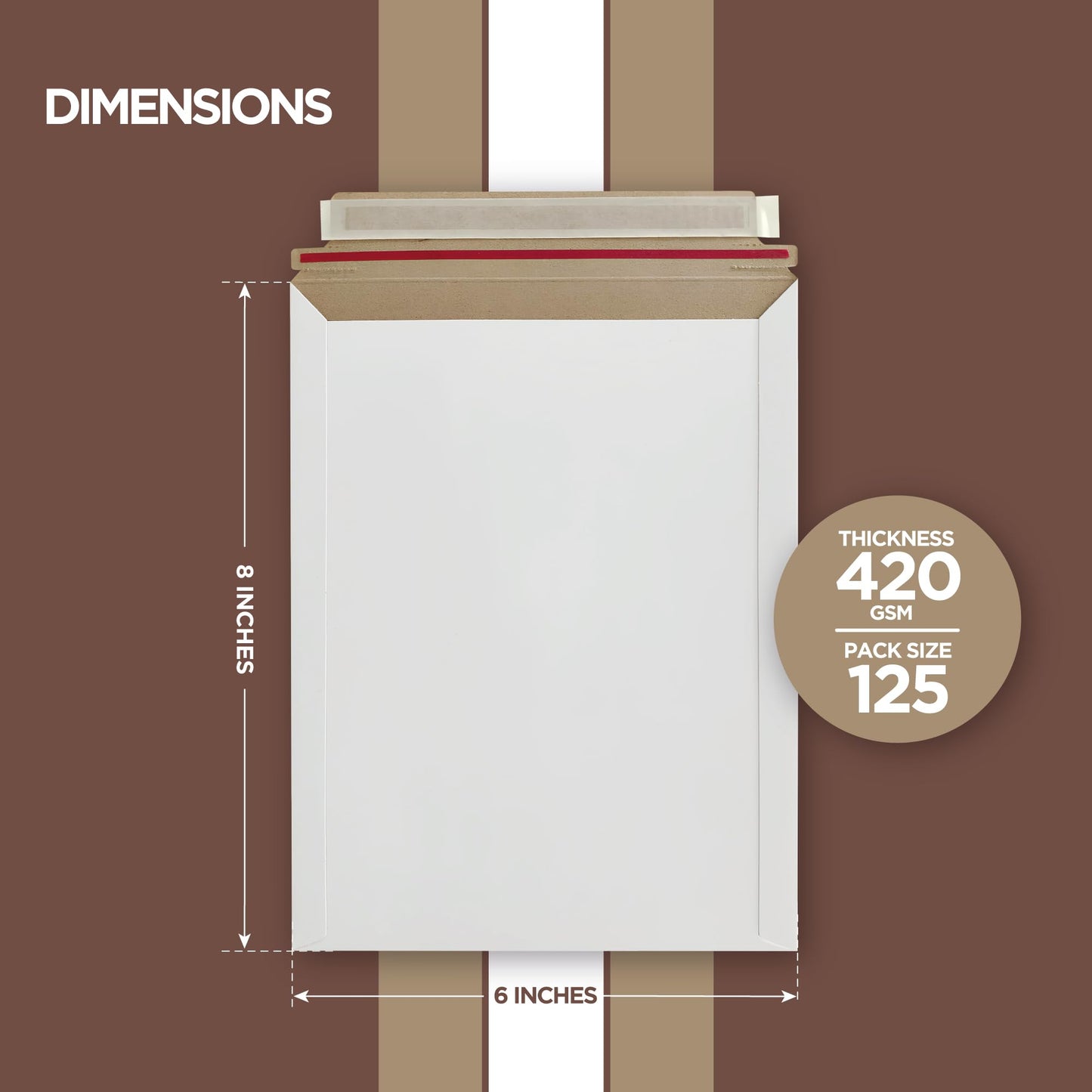 125 Pack 6x8 Rigid Mailers – Self-Seal White Cardboard Envelopes – Heavy-Duty Mailing Supplies for Documents, Photos, Magazines, and Literature