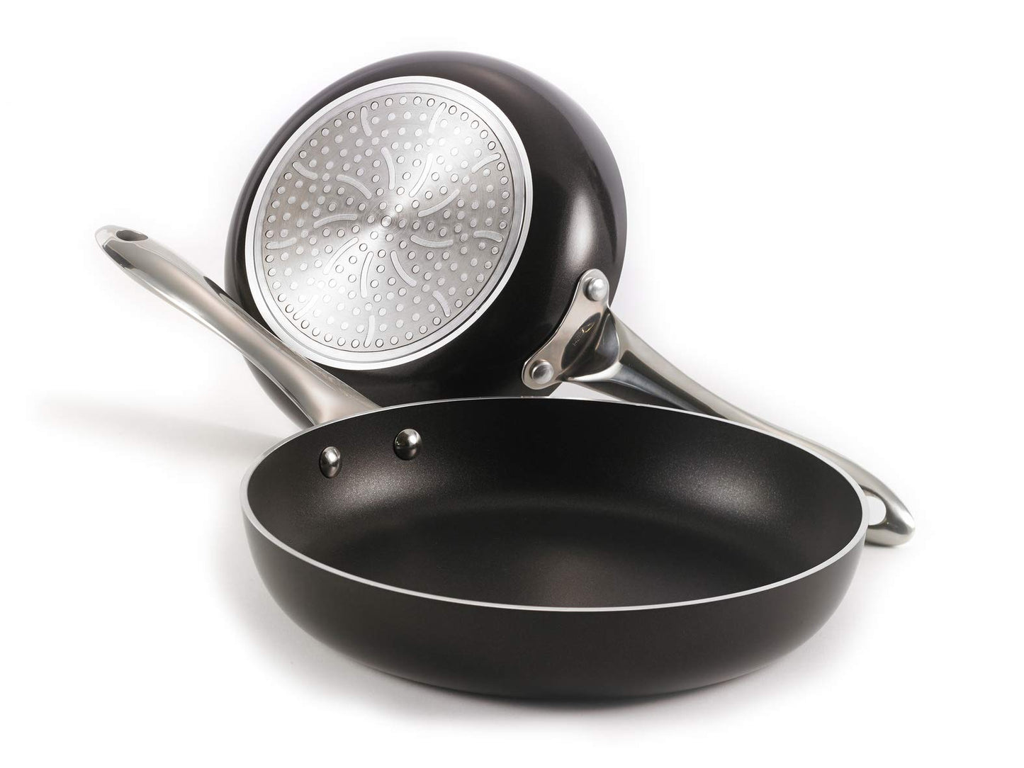 Lagostina Classic Provence, 10-in and 12-in Frypan Set, Multi-Coat Non-Stick Pans, Commercial Capsule Base Technology, Stainless Steel Handles, Induction, Oven Safe 350°F, Black