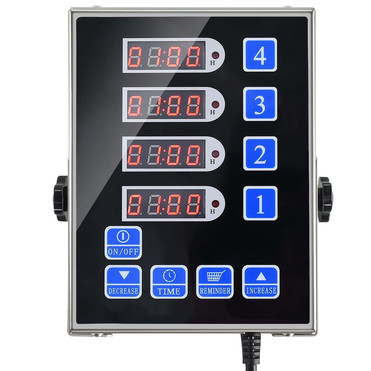 YOOYIST Precision Kitchen Timers for Cooking – 4 Channel Commercial Kitchen Timer Restaurant Kitchen Supplies – Stainless Steel Digital LED Chef Cooking Timer – Reminder Function, Loud Alarm, Black