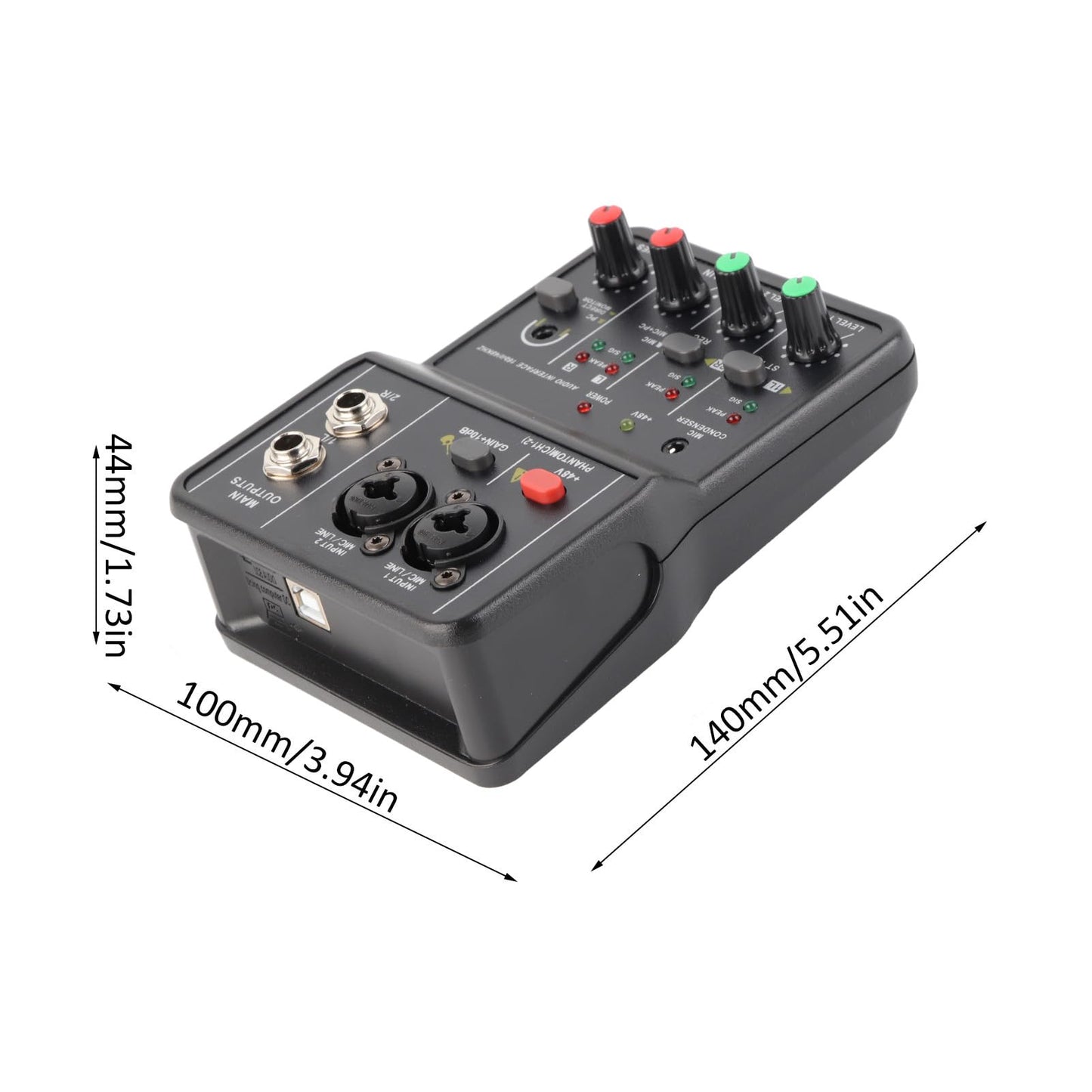 Mixer, Console, USB, 2-Channel Audio Mixer, 48V Power Compact Mixing Console, for Music Recording, Home Karaoke, Internet Karaoke