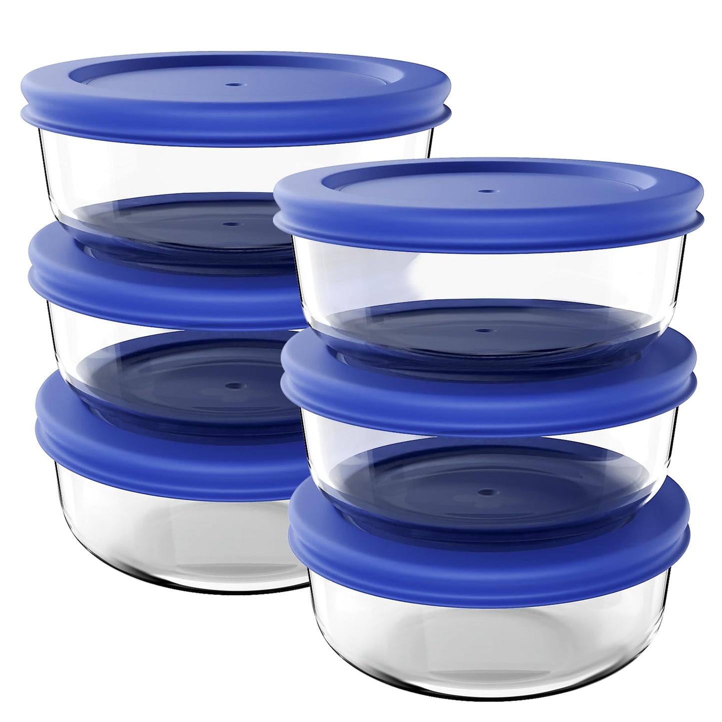 D.M DESIGN•MASTER [6 PACK, 2 CUP]- Glass bowl sets with lids. Free meal prep containers for kitchen, leftovers, snacks. BPA-Free lids. Microwave, Dishwasher, Freezer, Oven Safe.