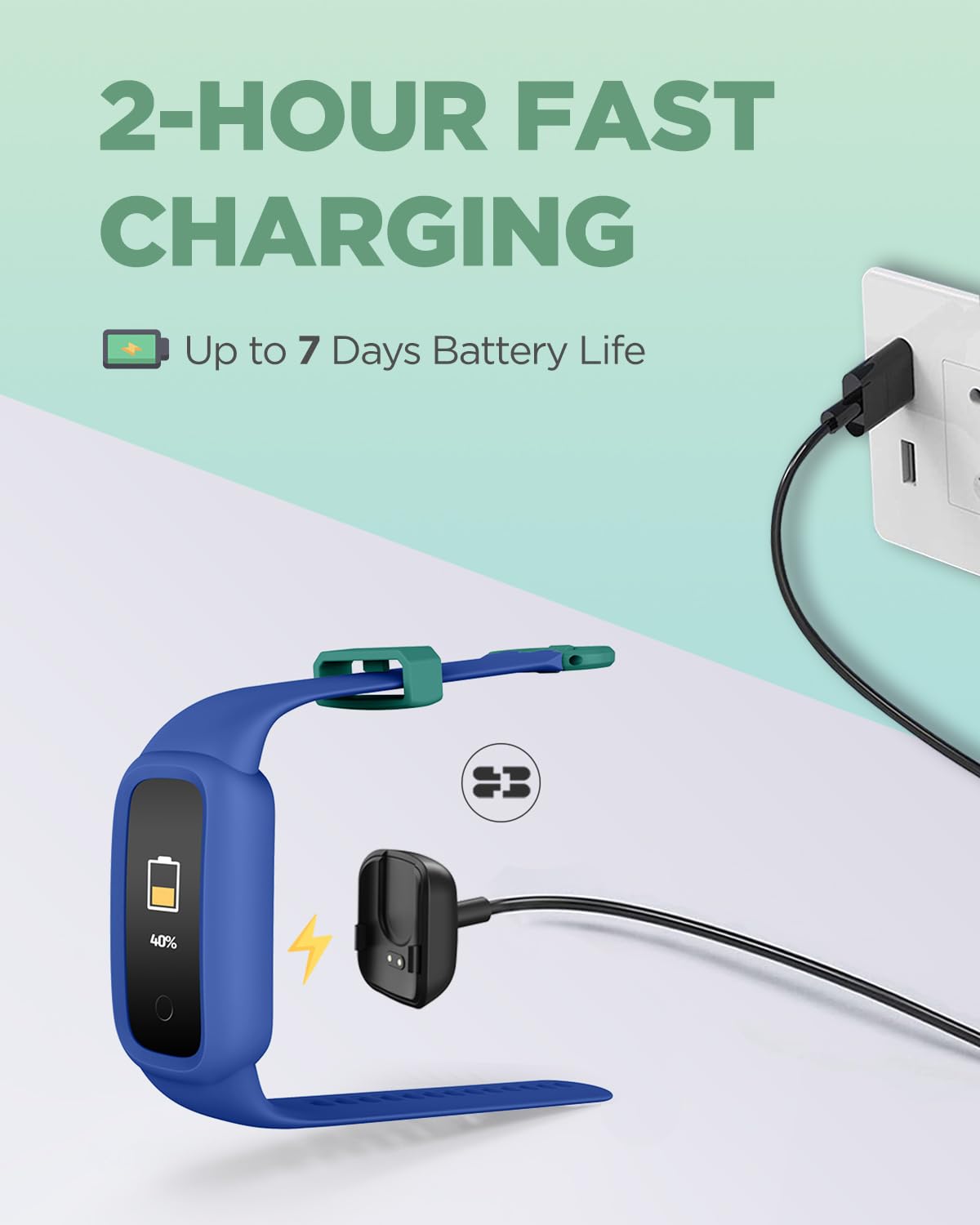 BIGGERFIVE Vigor 2 L Kids Fitness Tracker Watch for Boys Girls Ages 5-15, Activity Tracker, Heart Rate Sleep Monitor, IP68 Waterproof, Pedometer, Calorie Step Counter Watch, Blue