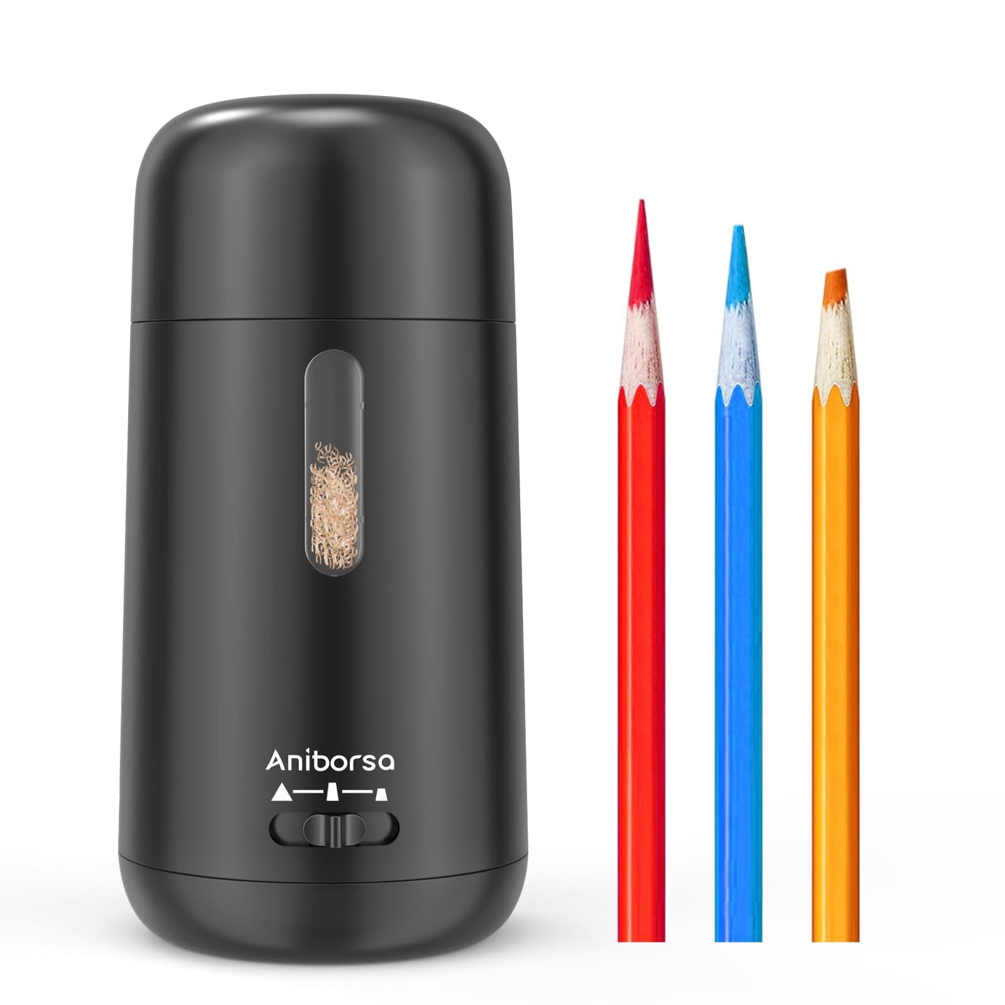 Aniborsa Automatic Electric Pencil Sharpener - Auto Feed, Auto Stop & Auto Eject for School, Office, Home, Black