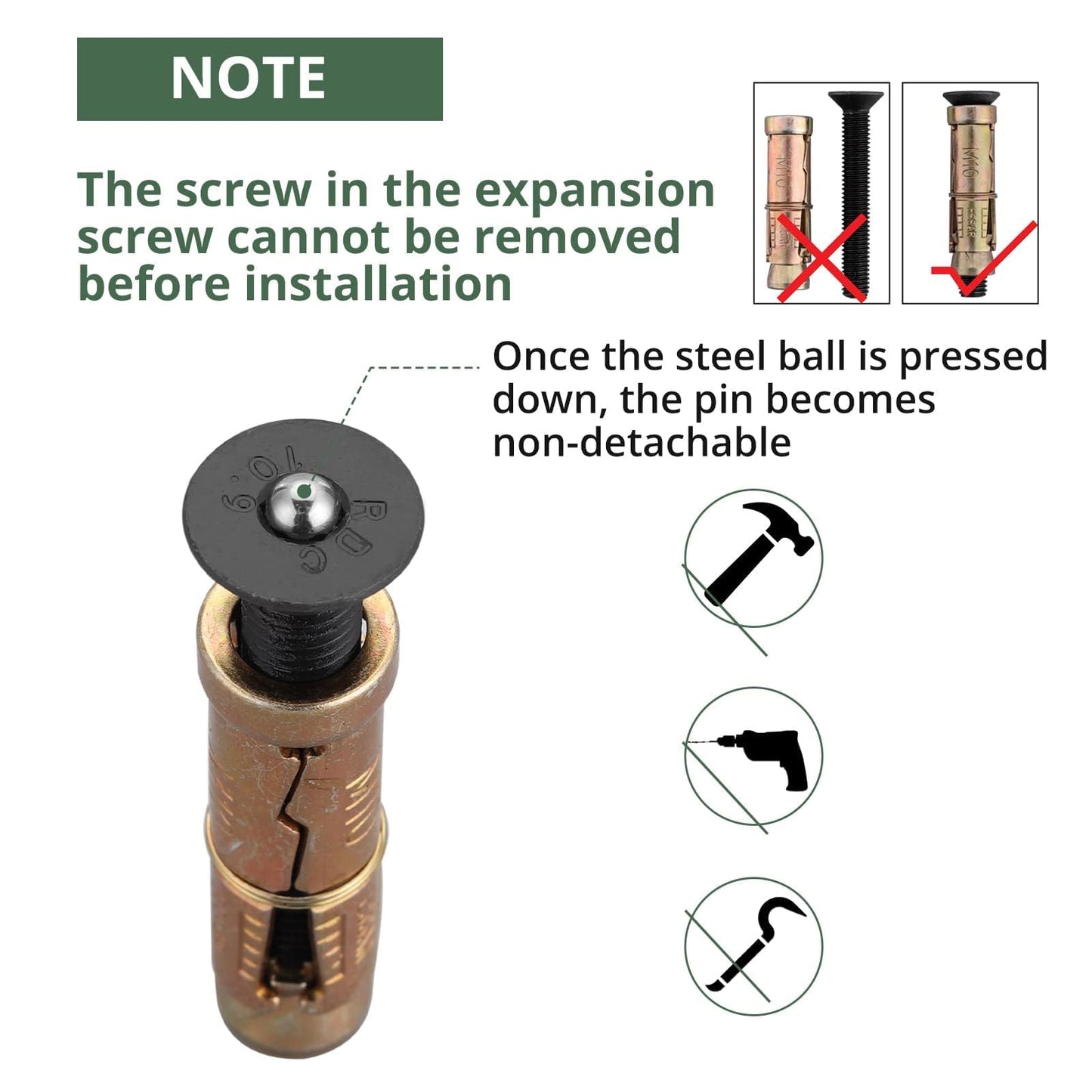 EYPINS Security Ground Anchor, Heavy Duty Alloy Steel Anti-Theft Floor Wall Anchor Lock for Motorcycle, Bicycle, Scooter, Chain Lock,Outdoor Indoor Concrete Brick Surfaces Installed