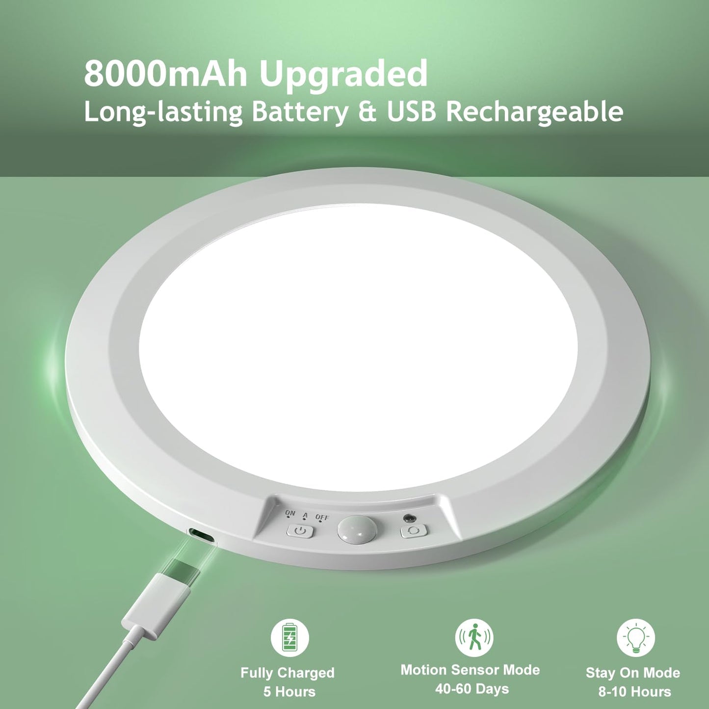 2 Pack USB Rechargeable Motion Sensor Ceiling Light with Remote, Battery Powered Magnetic Pantry Light 5 Color Temperatures Dimmable Timing Motion Activated Stairs Light for Closet Shower Porch Garage