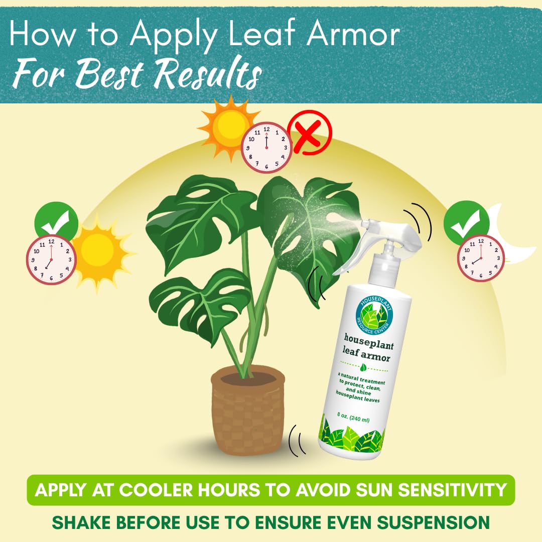 Leaf Armor Spray | Natural, Organic Protectant & Shine for Healthy Foliage on Fiddle Leaf Fig, Monstera & Other Houseplants | Safeguards Leaves from Dust & Debris | 8 oz