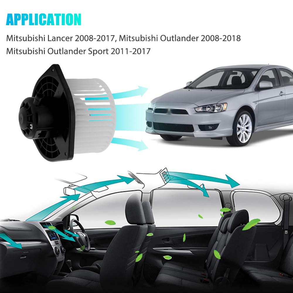 AC Heater Blower Motor Replacement Compatible with Mitsubishi Lancer 2008-2017, Outlander 2008-2018, Outlander Sport 2011-2017 Replaces # 700239, 7802A217